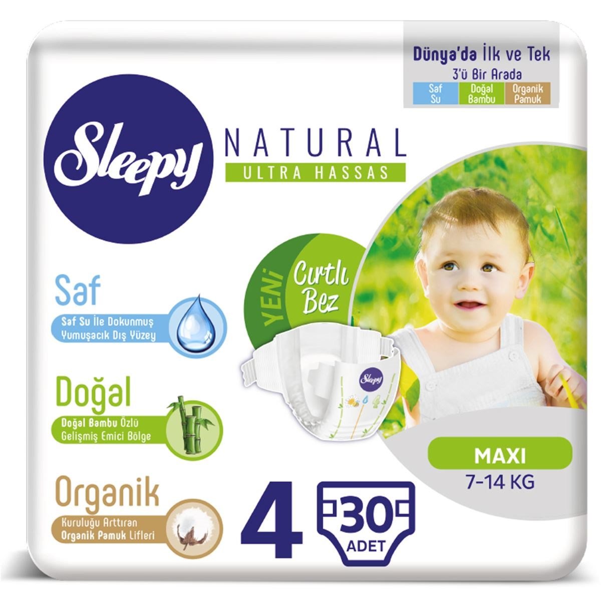 Sleepy Natural Bebek Bezi 4 Numara Maxi 30 Adet