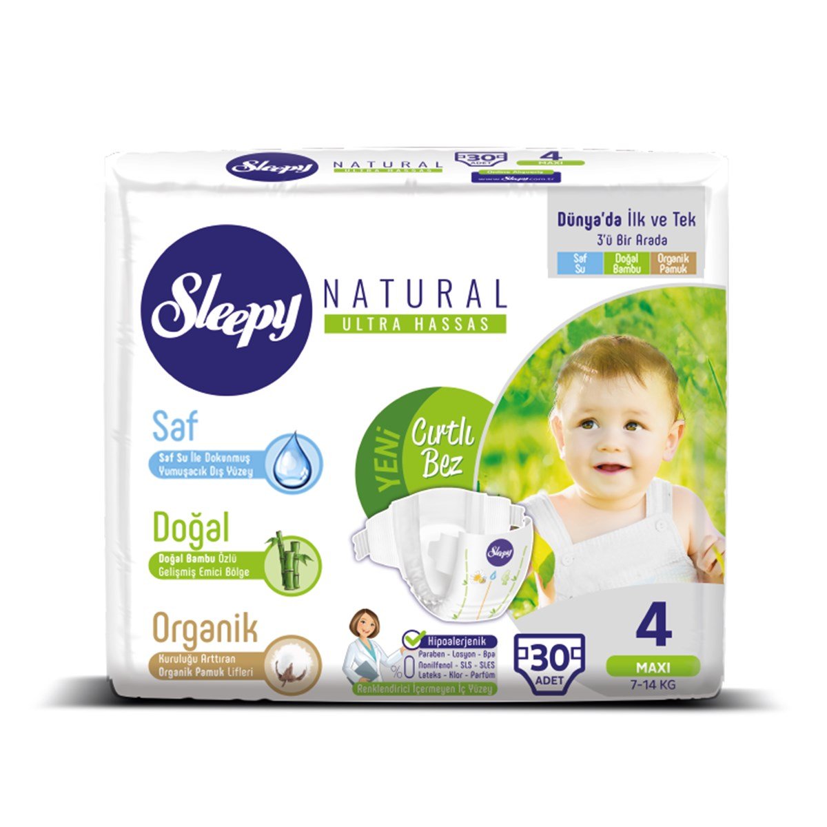 Sleepy Natural Bebek Bezi 4 Numara Maxi 30 Adet