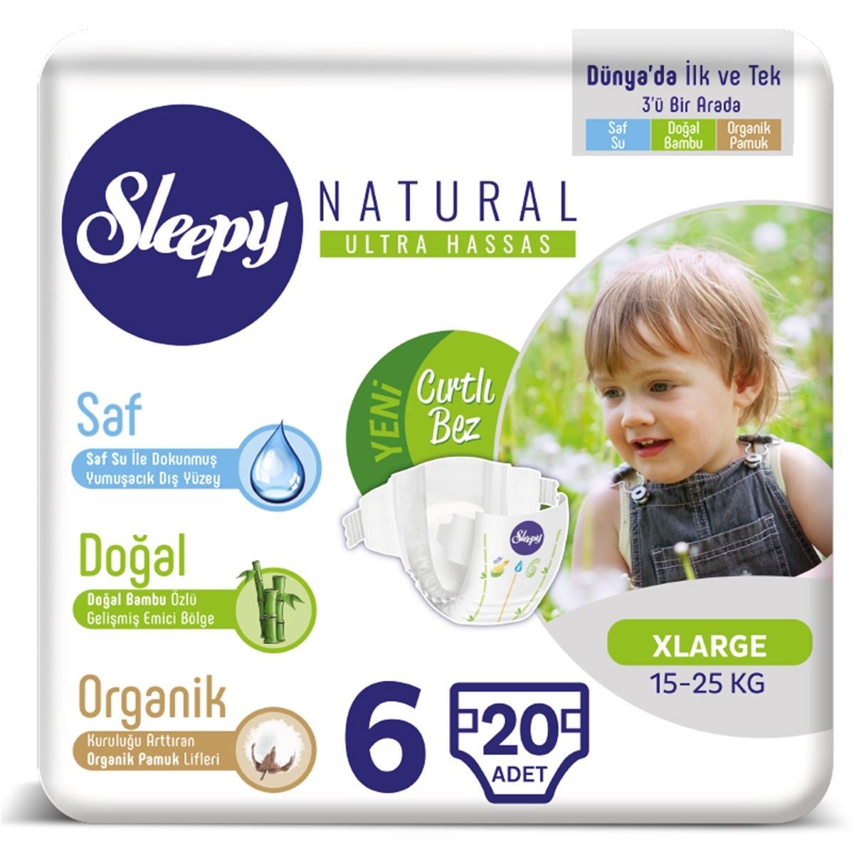 Sleepy Natural Bebek Bezi 6 Numara XLarge 20 Adet