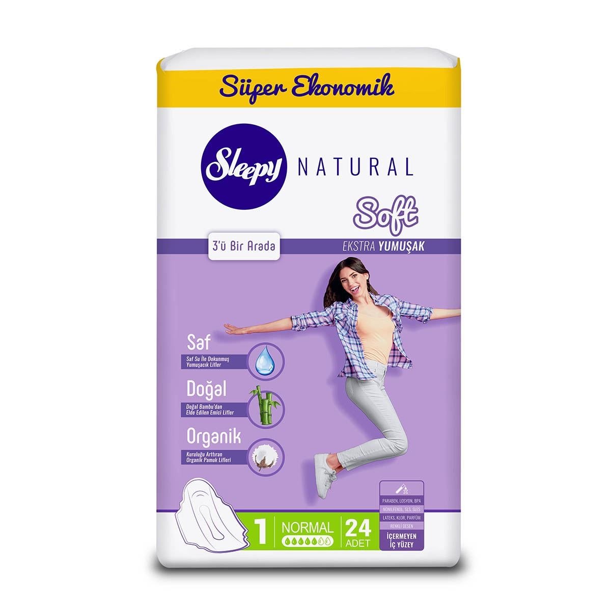 Sleepy Natural Soft Ekstra İnce Normal Ped 24 Adet Eco Paket 