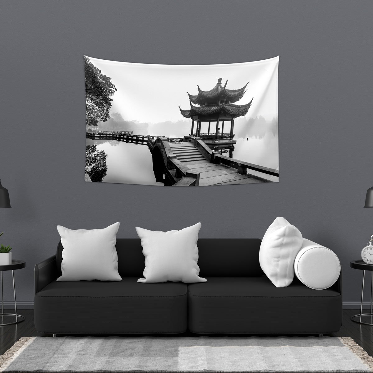 Uzakdoğu Manzaralı Retro Duvar Örtüsü