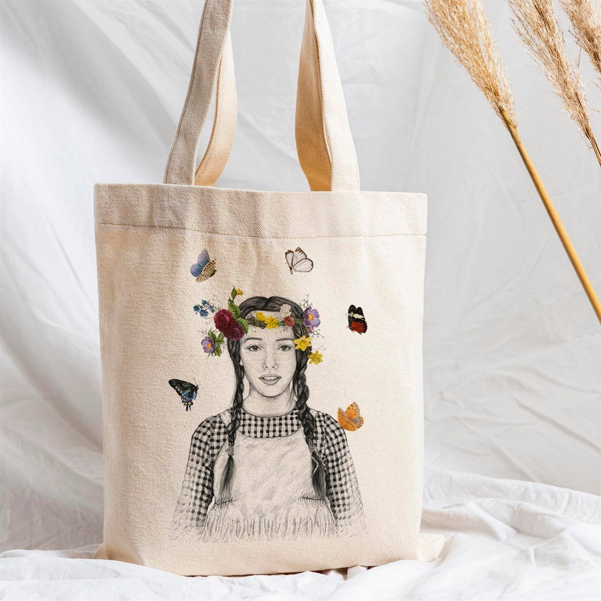 Vagonik Anne With An E Baskılı Ham Bez Kanvas Çanta 240 Gr.