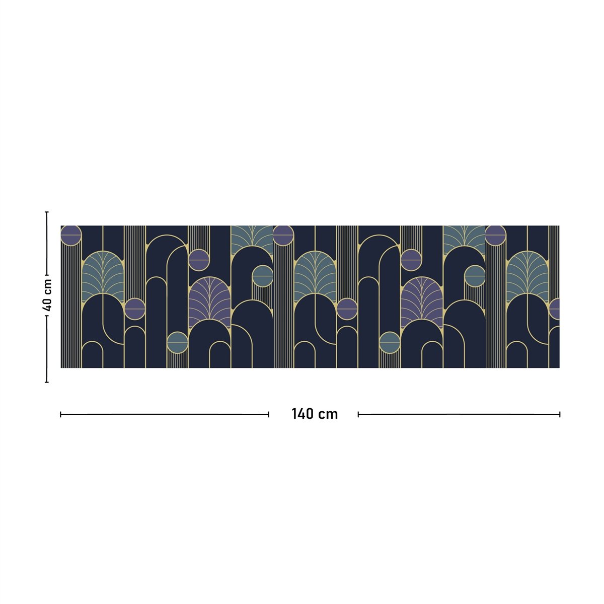 Vagonik Art Deco Desenli Dijital Baskılı Runner 140x40 cm