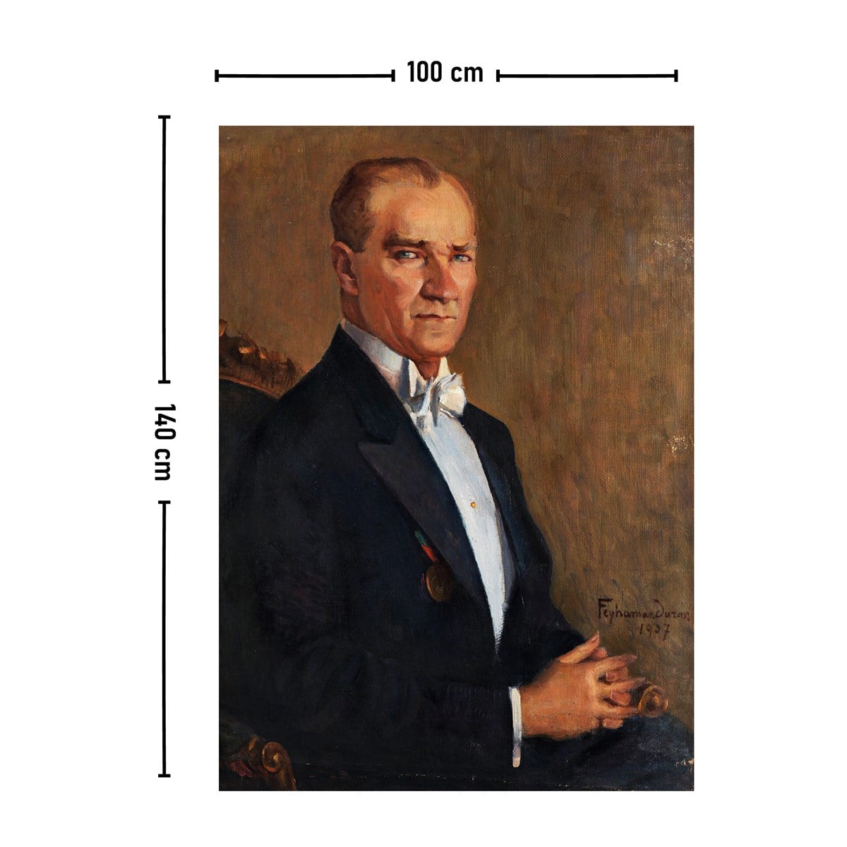 Vagonik Atatürk Portresi Feyhaman Duran Duvar Örtüsü Halısı 140x100 Cm-70x100 Cm