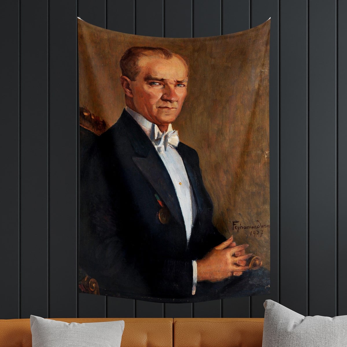 Vagonik Atatürk Portresi Feyhaman Duran Duvar Örtüsü Halısı 140x100 Cm-70x100 Cm