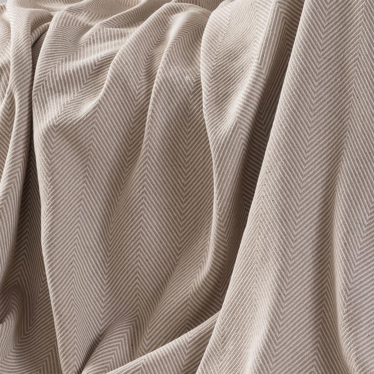 Vagonik Balık Sırtı Desenli Pamuk Pike Tek Kişilik Tv Battaniyesi 145x200cm Bej