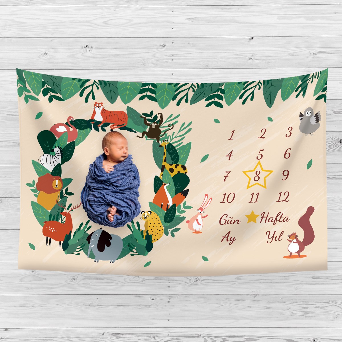 Vagonik Bebek Anı Örtüsü Yenidoğan Aylık Sonbahar Konsept Fotoğraf Çekim Örtüsü 150x100cm