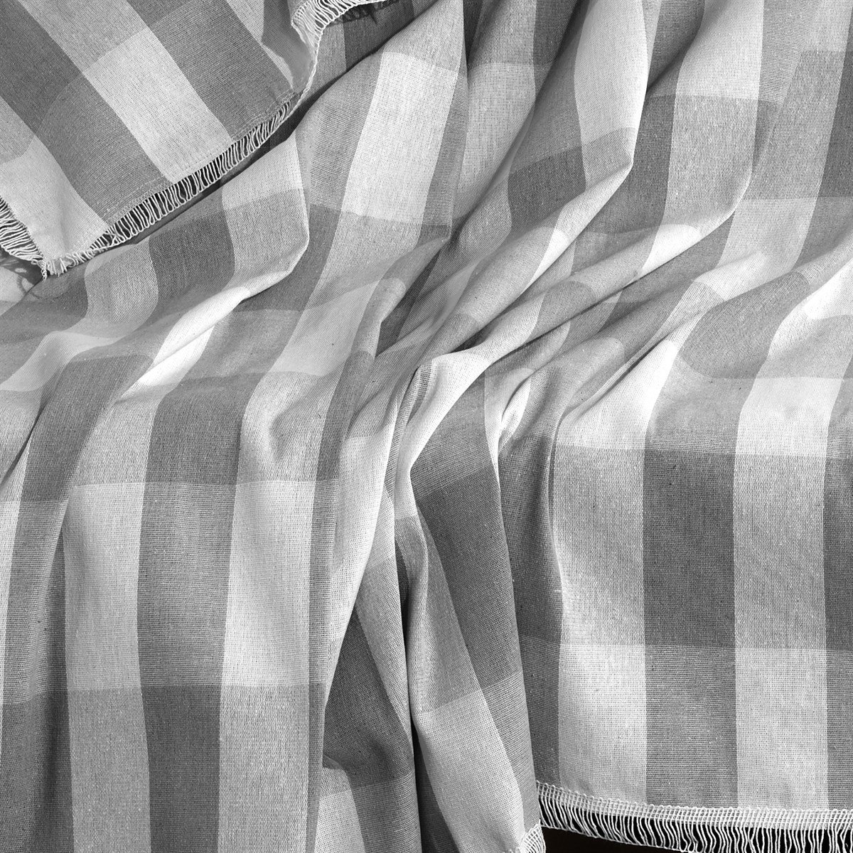 Vagonik Buldan Ekoseli Koltuk Örtüsü - Çekyat Örtüsü - Kanepe Örtüsü 170x210 - Gri