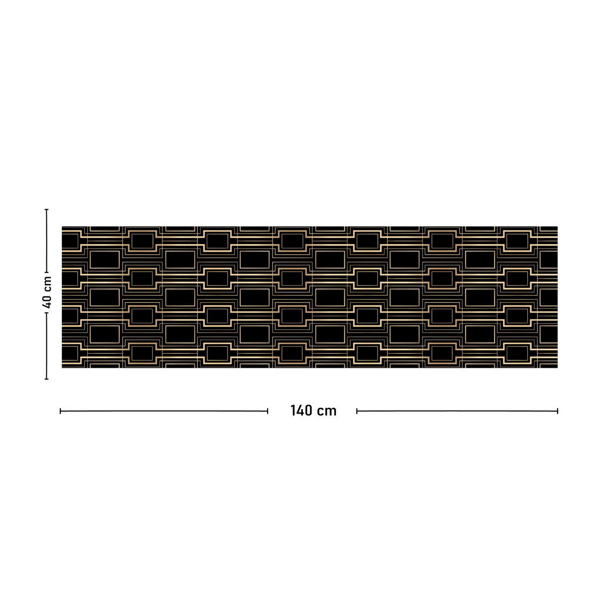 Vagonik Gold Siyah Desenli Dijital Baskılı Runner 140x40 cm