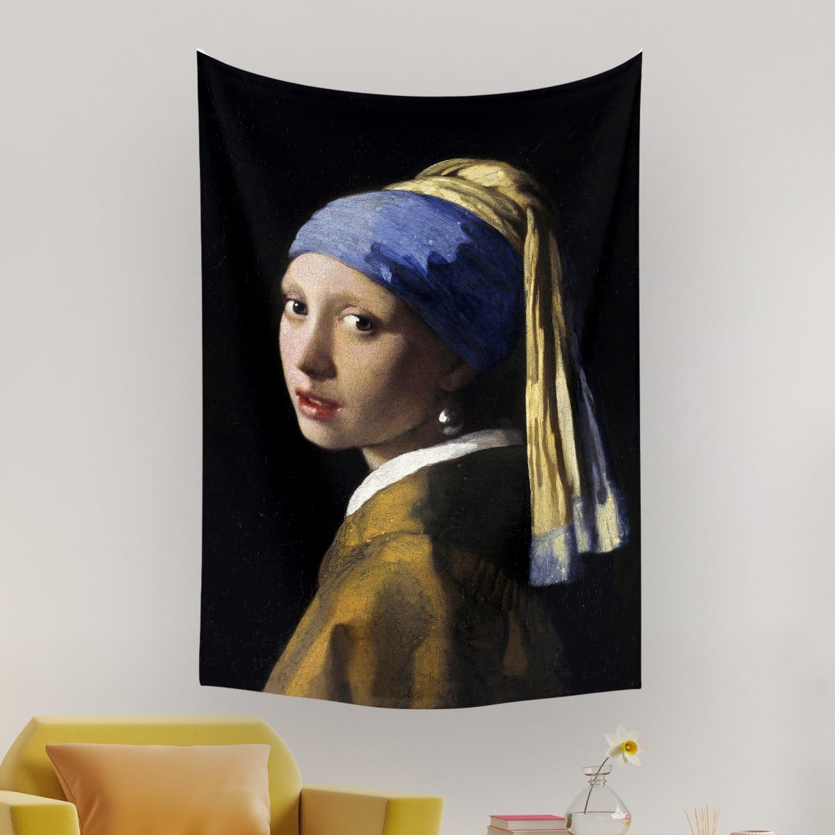 Vagonik İnci Küpeli Kız Johannes Vermeer Duvar Örtüsü Halısı 140x100 Cm-70x100 Cm