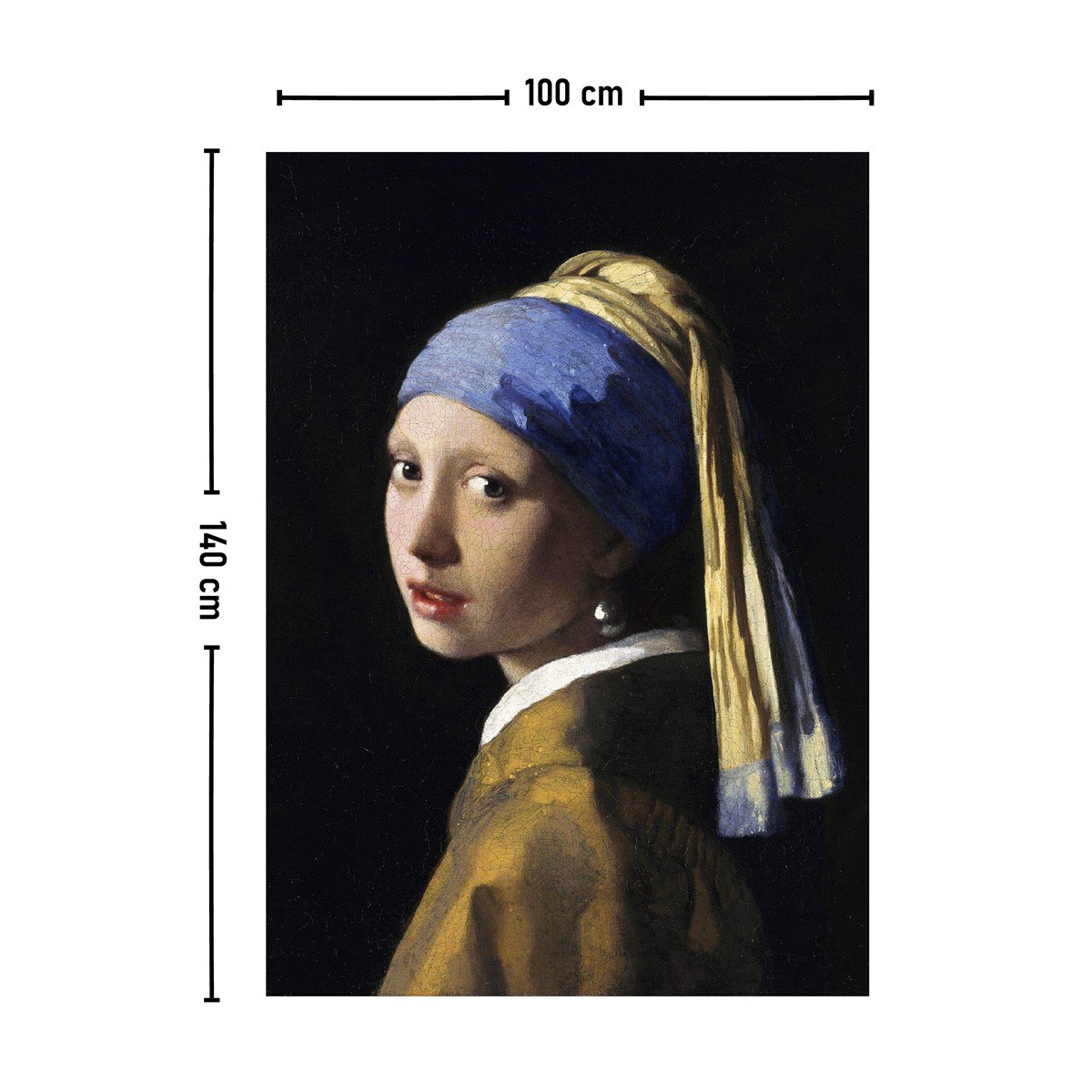 Vagonik İnci Küpeli Kız Johannes Vermeer Duvar Örtüsü Halısı 140x100 Cm-70x100 Cm