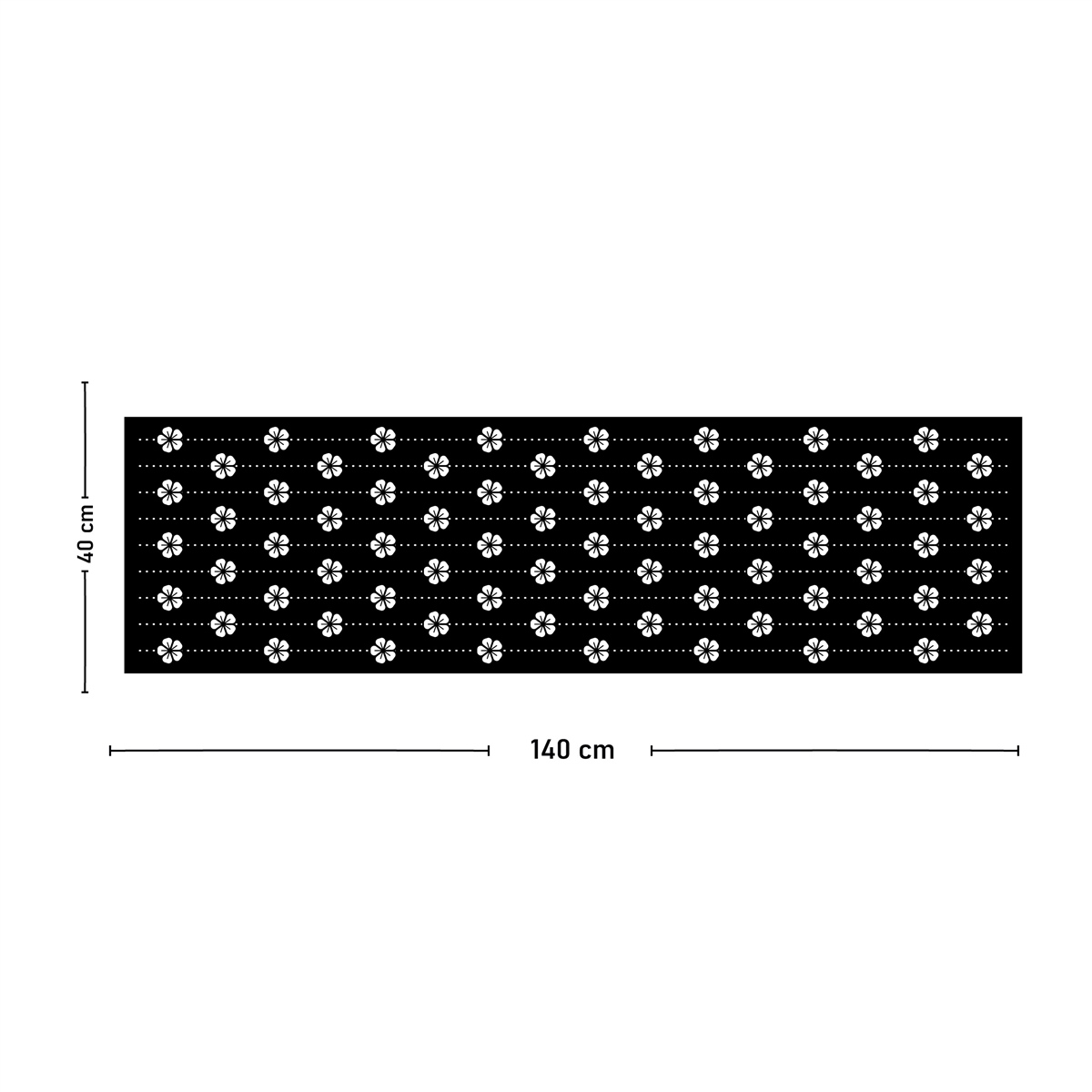 Vagonik Japon Çiçeği Siyah Beyaz Desenli Dijital Baskılı Runner 140x40 cm