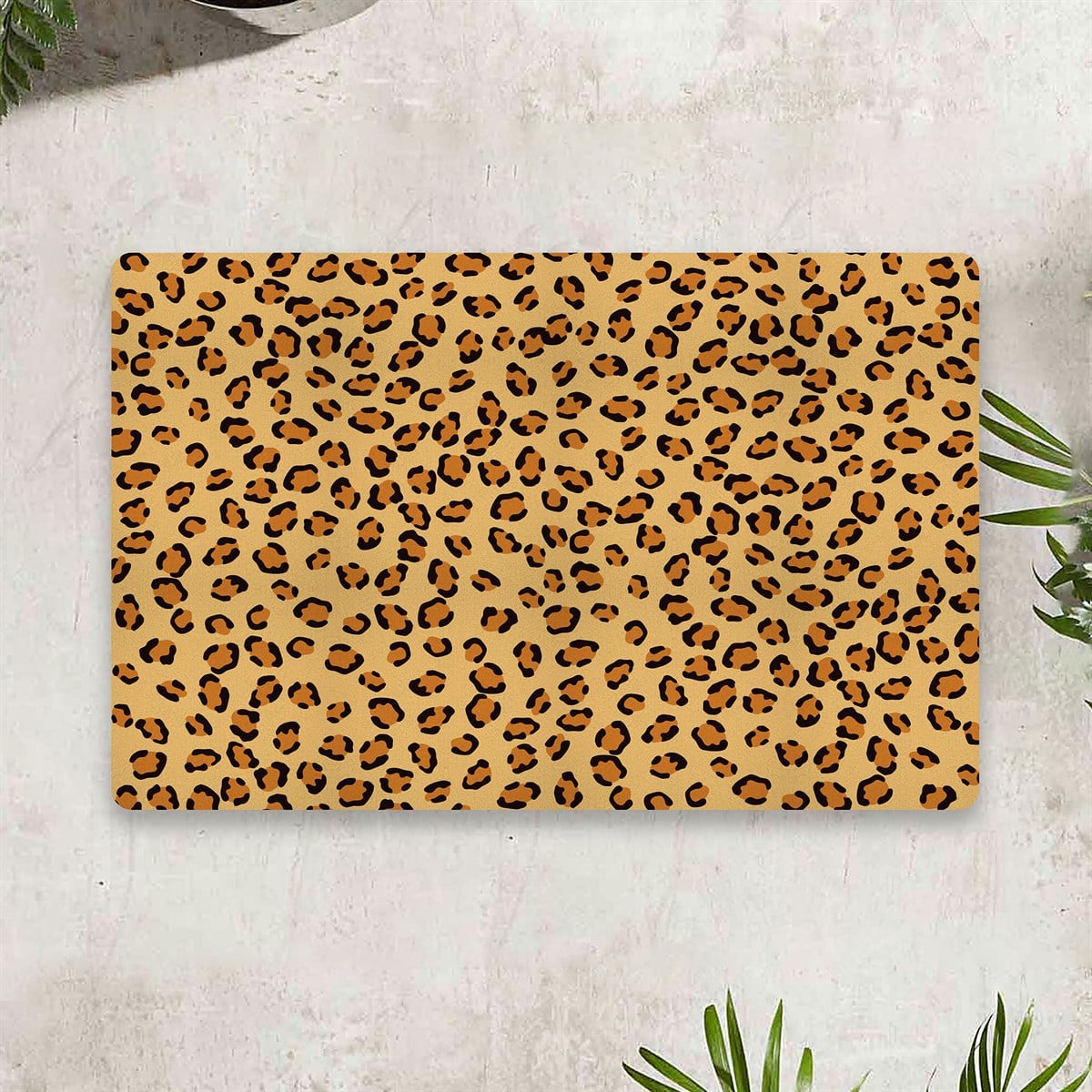 Vagonik Leopar Dijital Baskılı 50x70cm Dekoratif Çok Amaçlı Iç Ve Dış Kapı Paspası