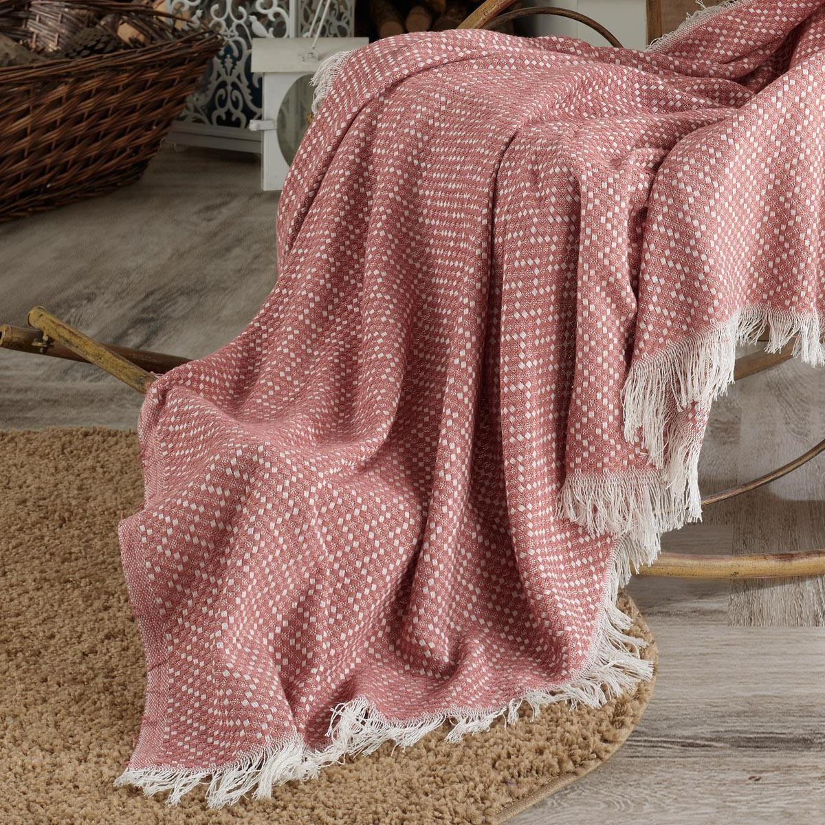 Vagonik Natural Keten Koltuk Örtüsü | Kara Tezgah Dokuma Koltuk Şalı - Mürdüm