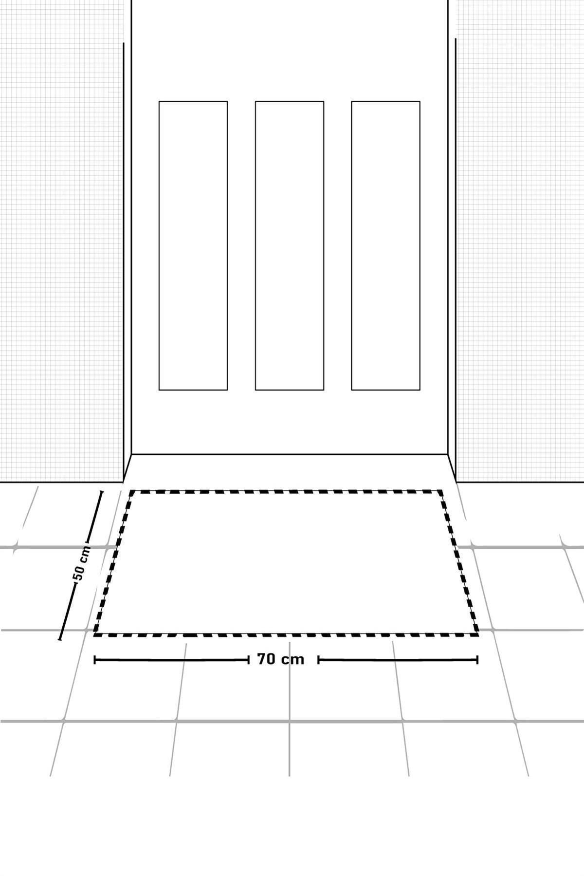 Vagonik Örgü Nakış Desenli Dijital Baskılı 50x70cm Dekoratif Çok Amaçlı Iç Ve Dış Kapı Paspası