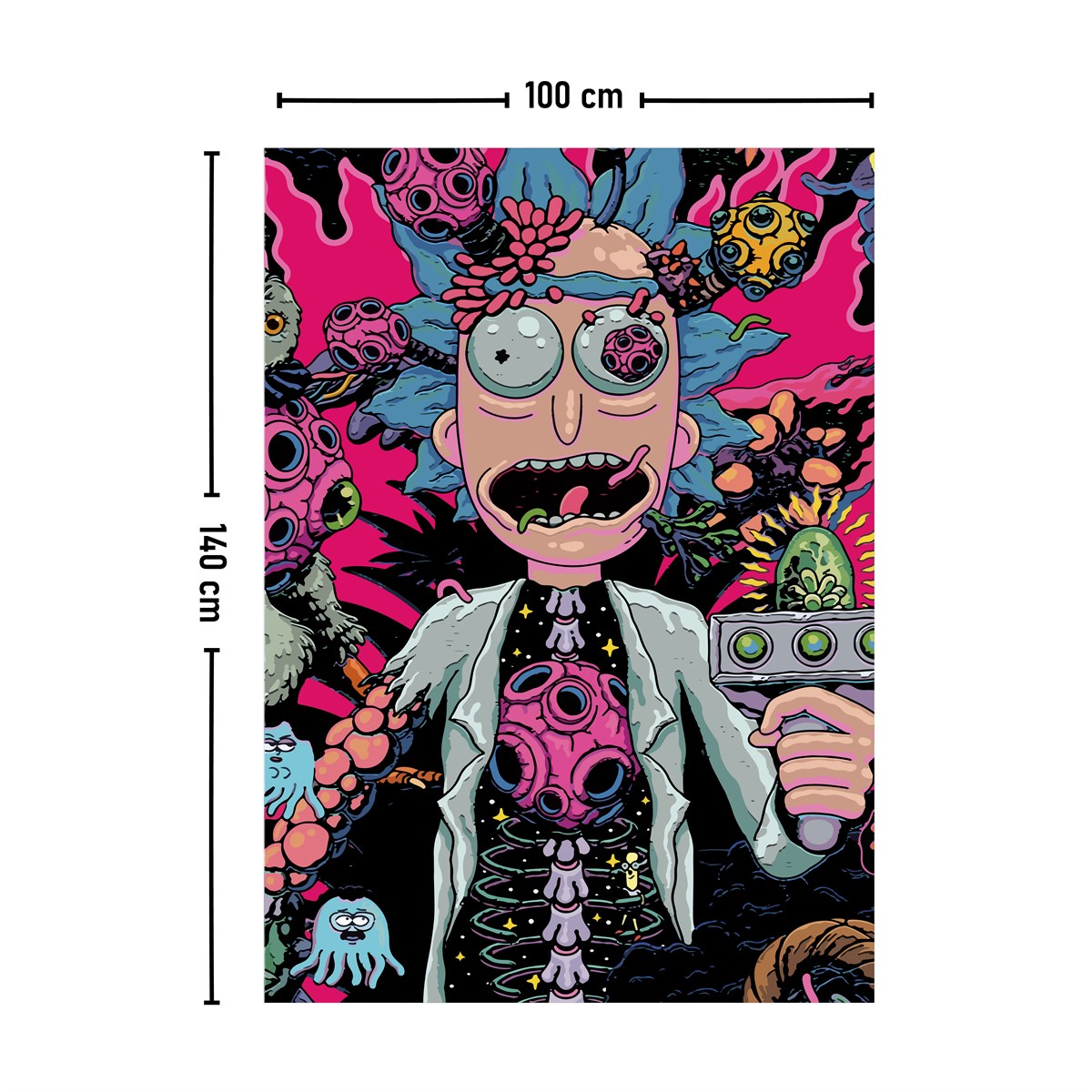 Vagonik Rick And Morty Kozmik Psychedelic Duvar Örtüsü Halısı 140 X 100 Cm-70x100 Cm