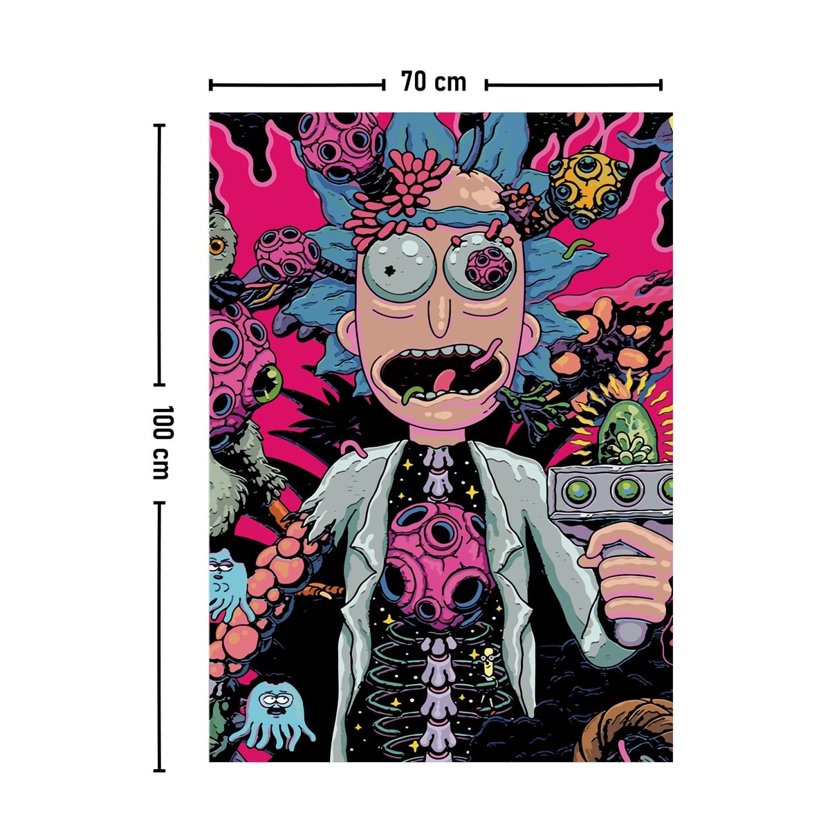 Vagonik Rick And Morty Kozmik Psychedelic Duvar Örtüsü Halısı 140 X 100 Cm-70x100 Cm