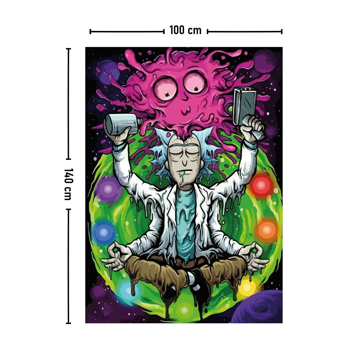 Vagonik Rick And Morty Kozmik Psychedelic Duvar Örtüsü Halısı 140 X 100 Cm-70x100 Cm