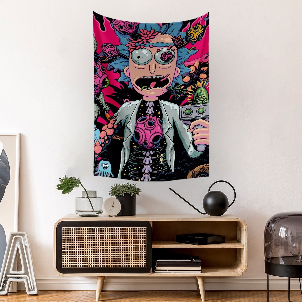 Vagonik Rick And Morty Kozmik Psychedelic Duvar Örtüsü Halısı 140 X 100 Cm-70x100 Cm