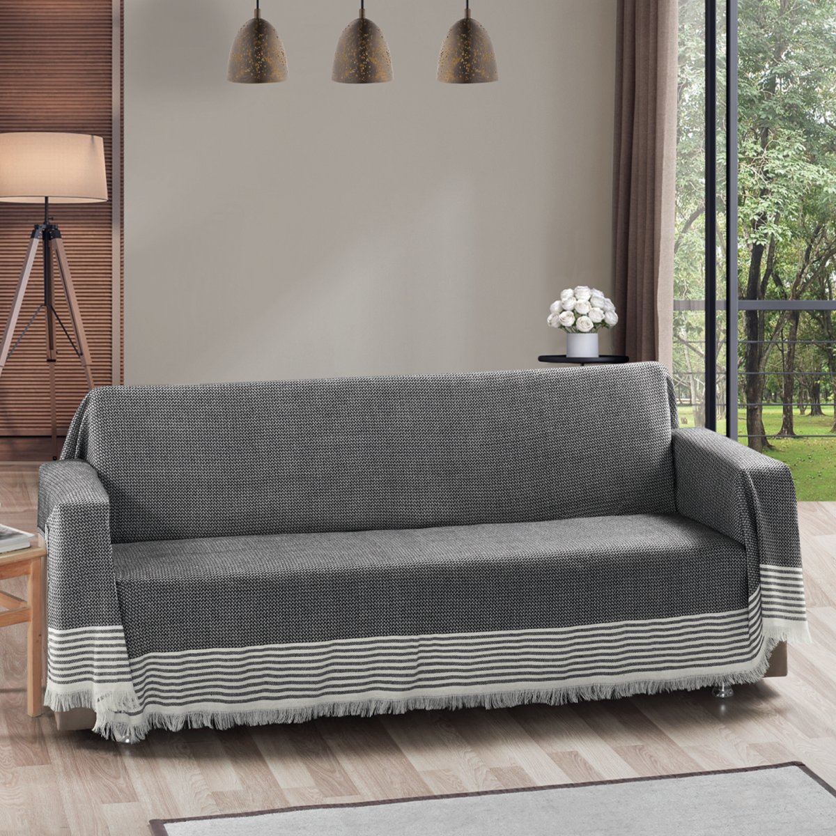 Vagonik Royal Kolları Örten Battal Boy 180 X 310 Çekyat Koltuk Kanepe Örtüsü - Siyah