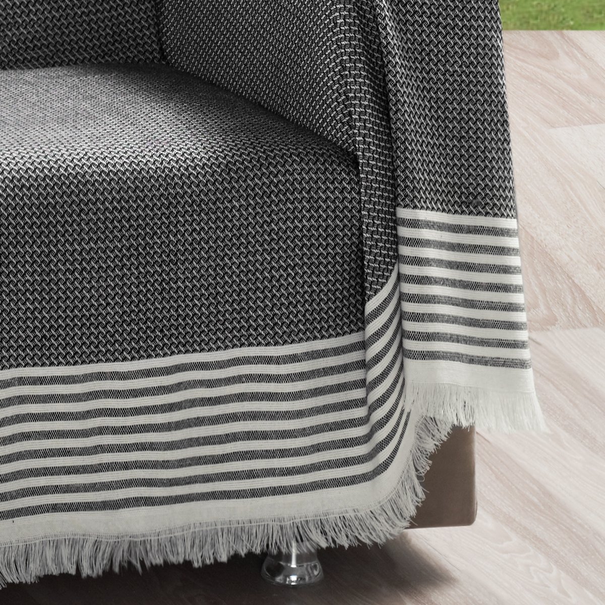 Vagonik Royal Kolları Örten Battal Boy 180 X 310 Çekyat Koltuk Kanepe Örtüsü - Siyah