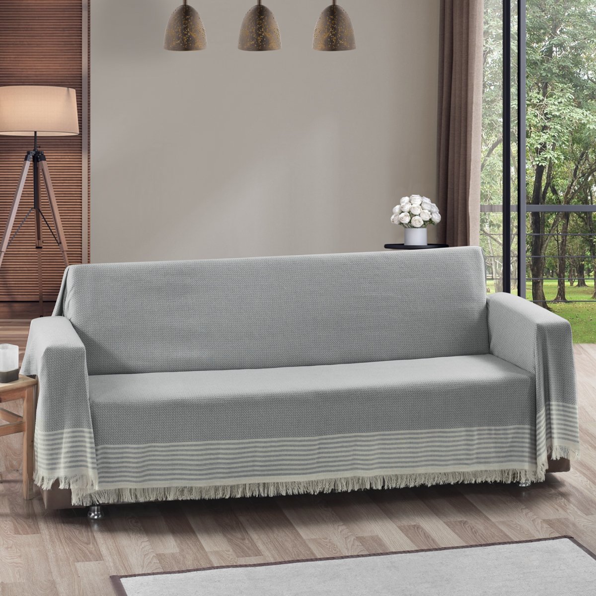 Vagonik Royal Kolları Örten Battal Boy 180 X 310 Çekyat Koltuk Kanepe Örtüsü - Gri