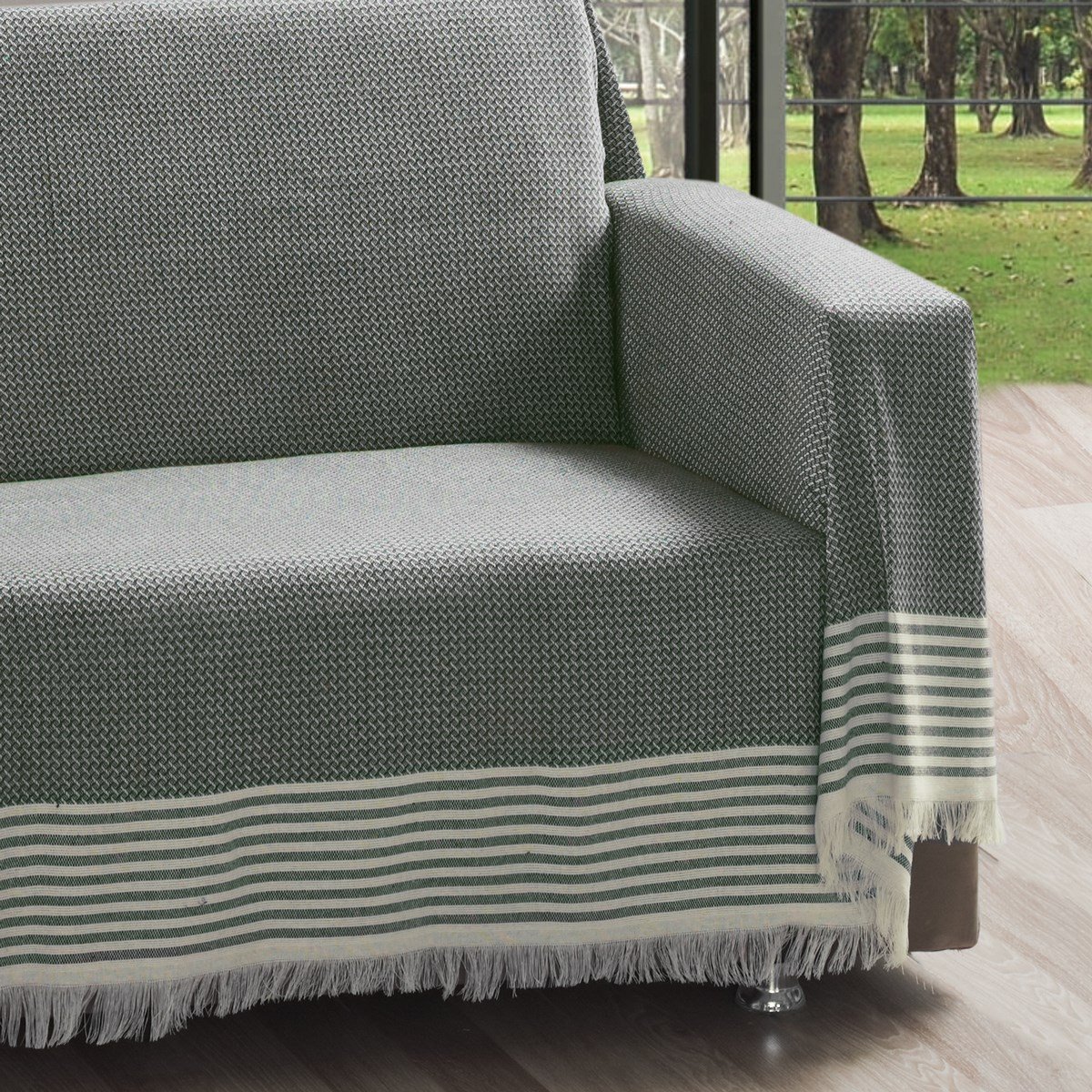 Vagonik Royal Kolları Örten Battal Boy 180 X 310 Çekyat Koltuk Kanepe Örtüsü - Haki Yeşil