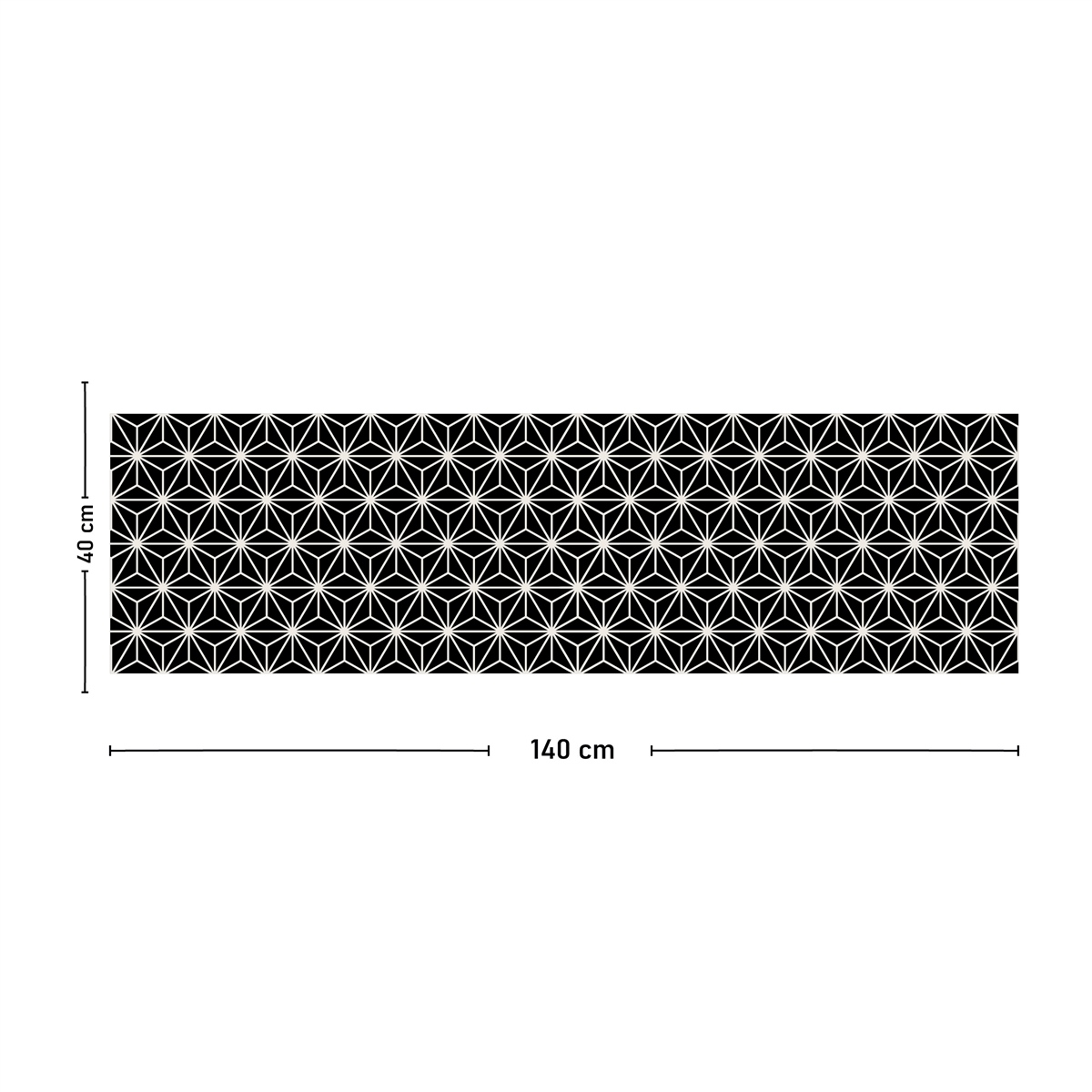 Vagonik Siyah Beyaz Yıldız Desenli Dijital Baskılı Runner 140x40 cm