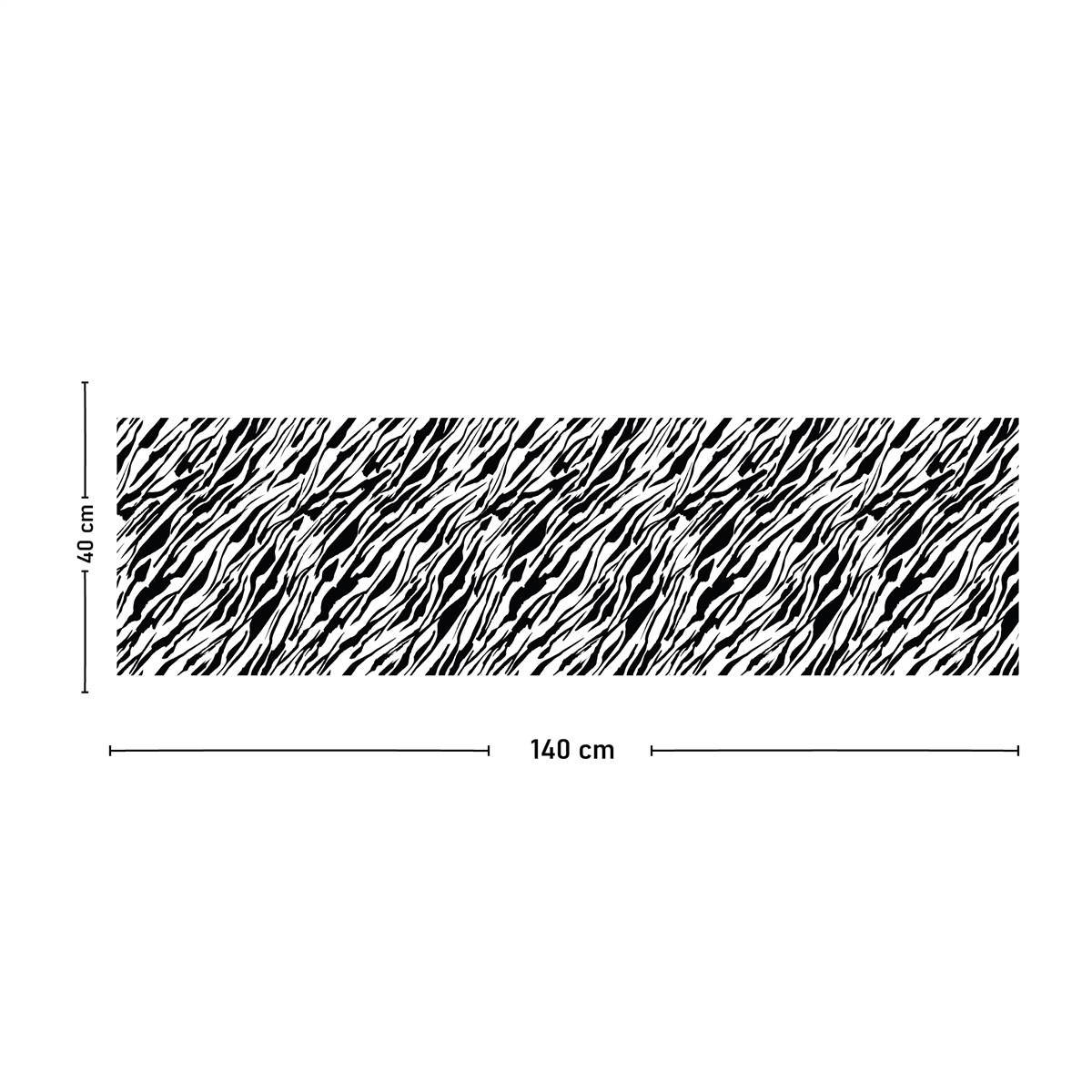 Vagonik Siyah Beyaz Zebra Desenli Dijital Baskılı Runner 140x40 cm