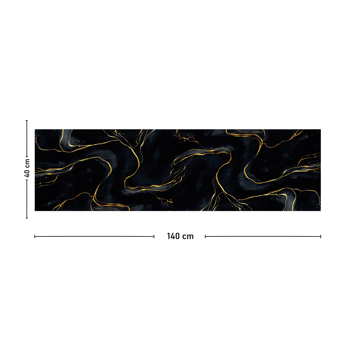 Vagonik Siyah Gold Mermer Desenli Dijital Baskılı Runner 140x40 cm