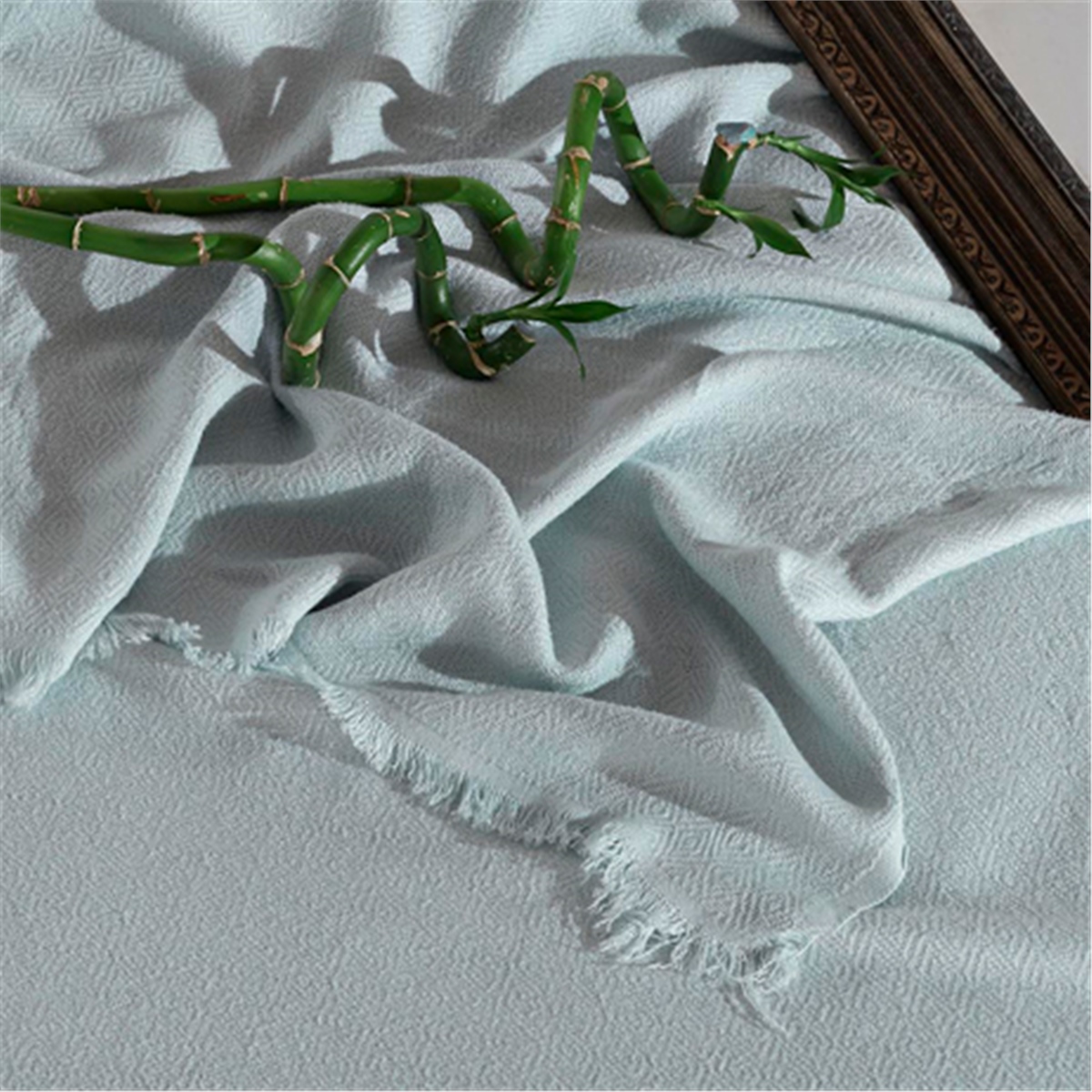 Vagonik Soft Çift Kişilik Bambu Yatak Örtüsü - Mavi