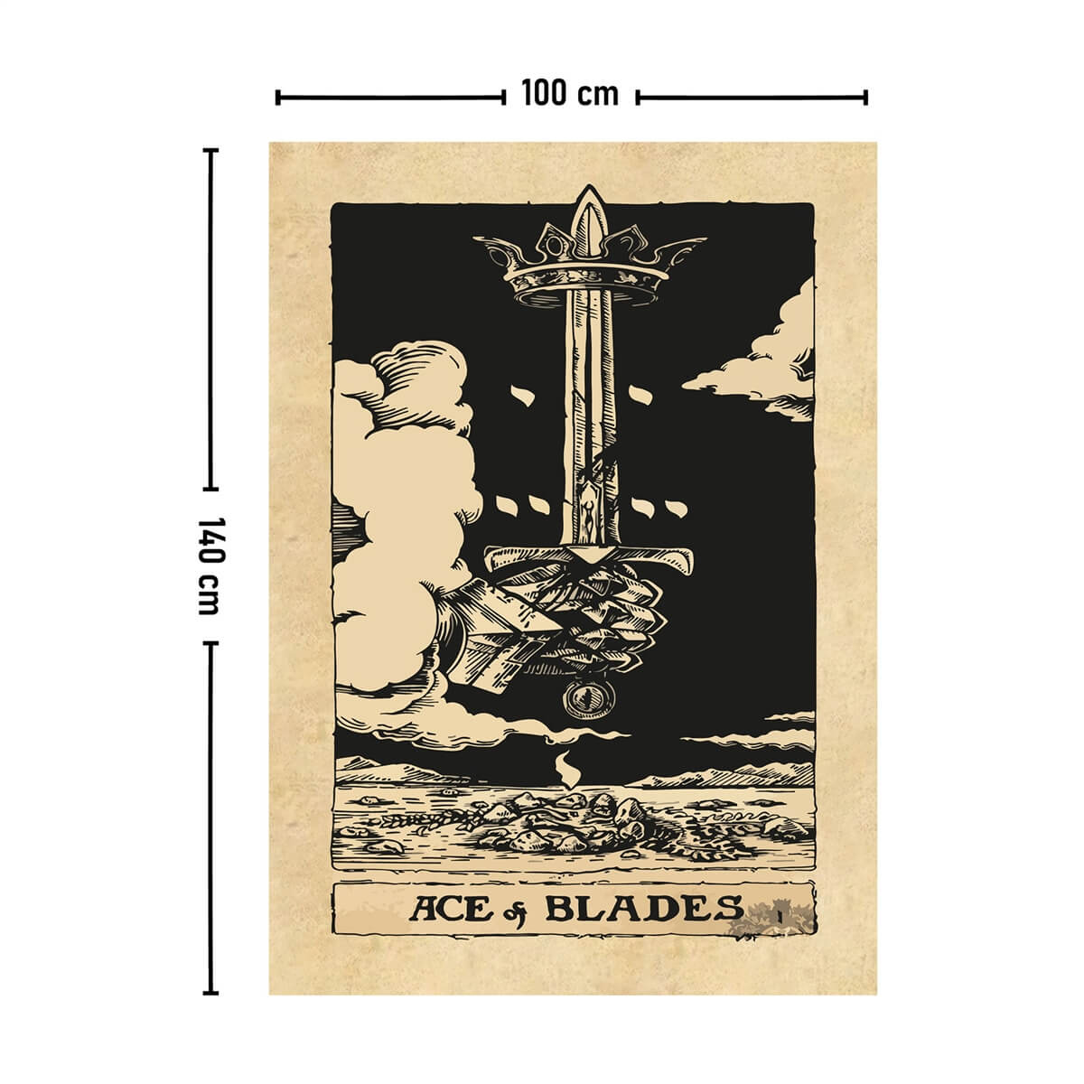 Vagonik Tarot Kartı Ace of Blades Duvar Örtüsü Halısı 140x100 Cm-70x100 Cm
