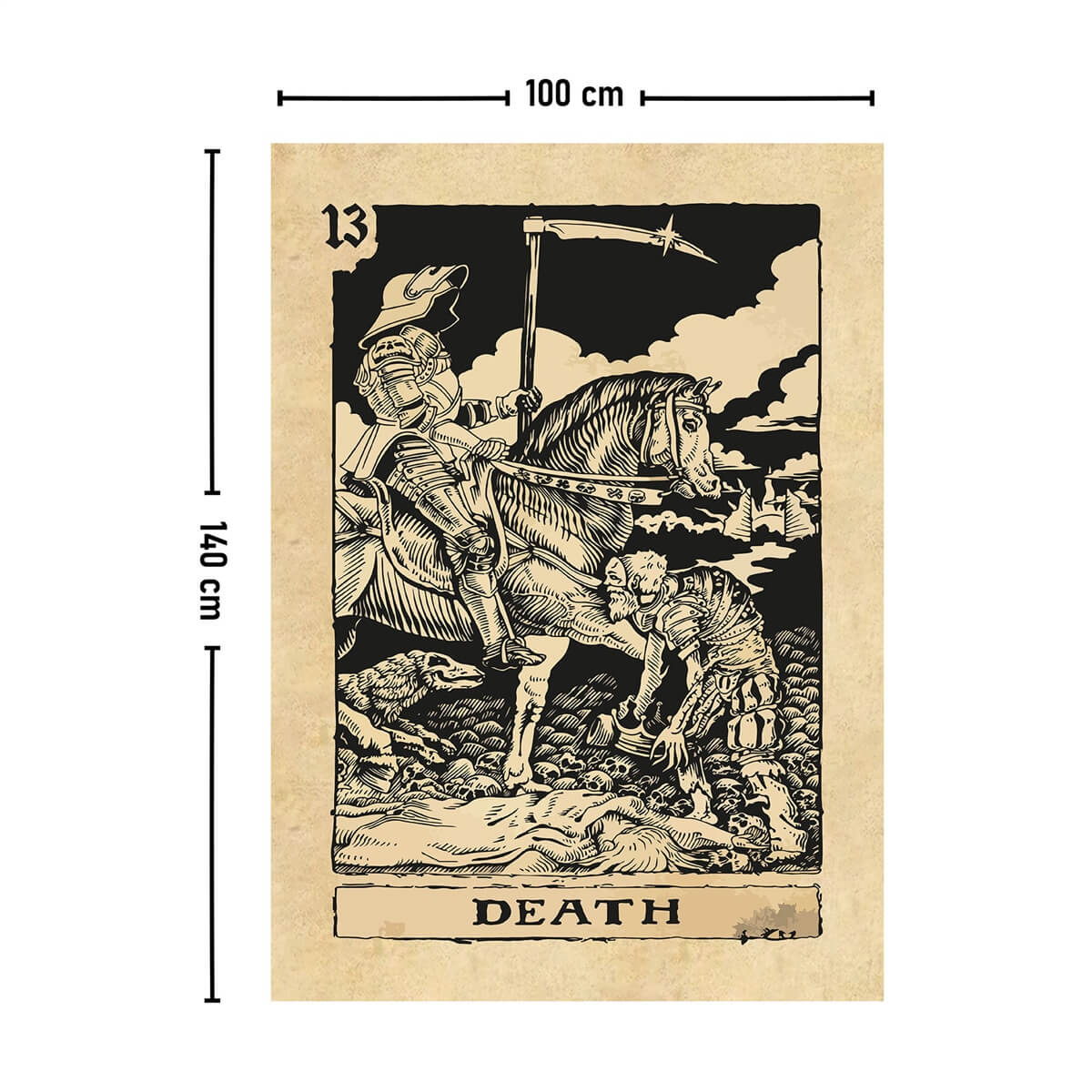 Vagonik Tarot Kartı Death Duvar Örtüsü Halısı 140x100 Cm-70x100 Cm