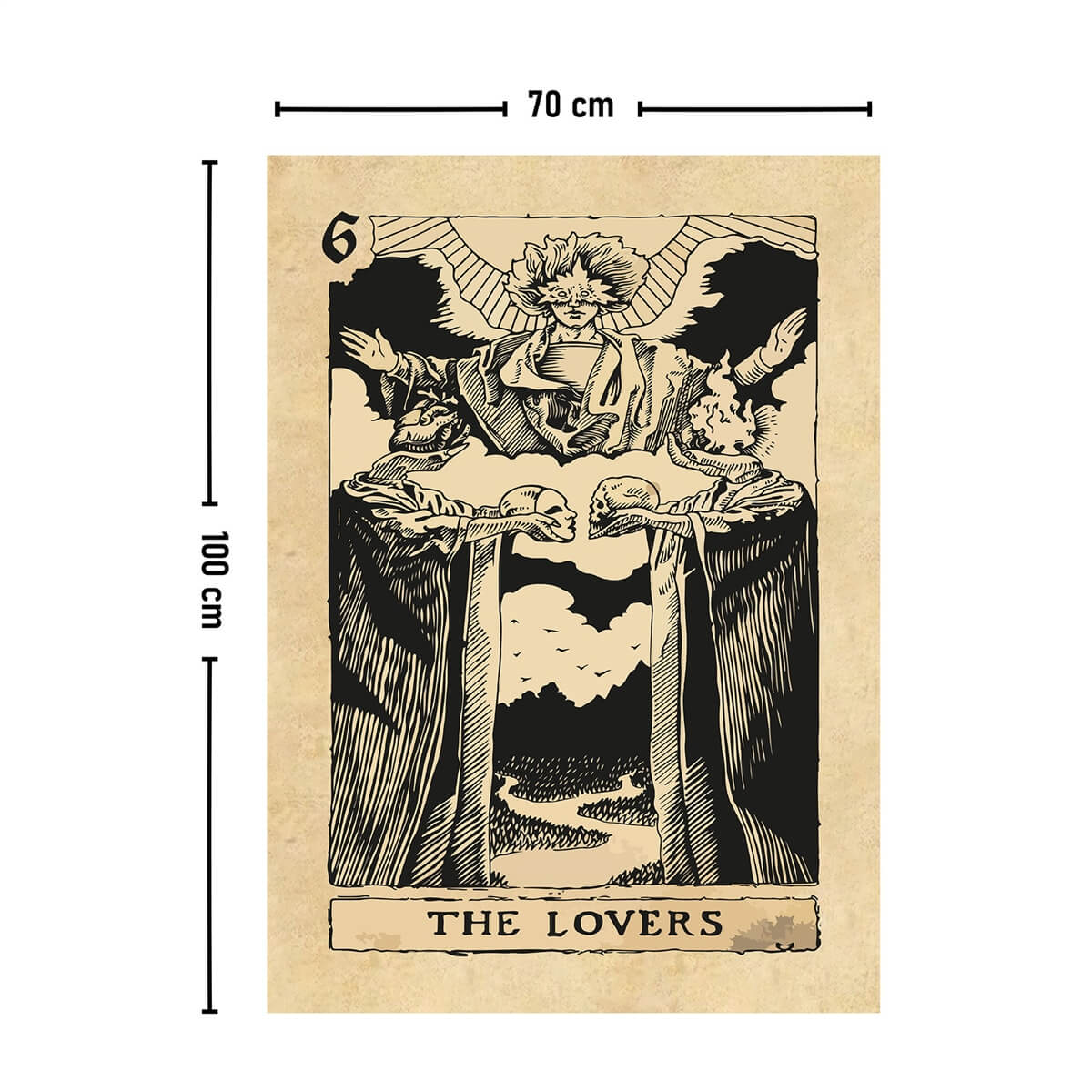 Vagonik Tarot Kartı The Lovers Duvar Örtüsü Halısı 140x100 Cm-70x100 Cm
