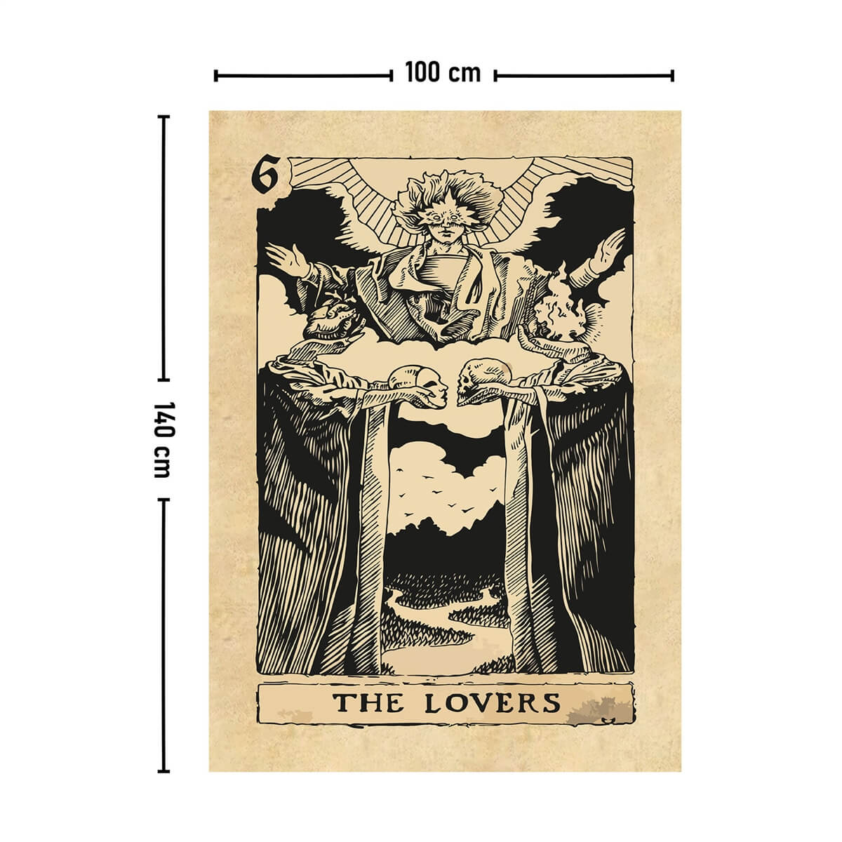 Vagonik Tarot Kartı The Lovers Duvar Örtüsü Halısı 140x100 Cm-70x100 Cm