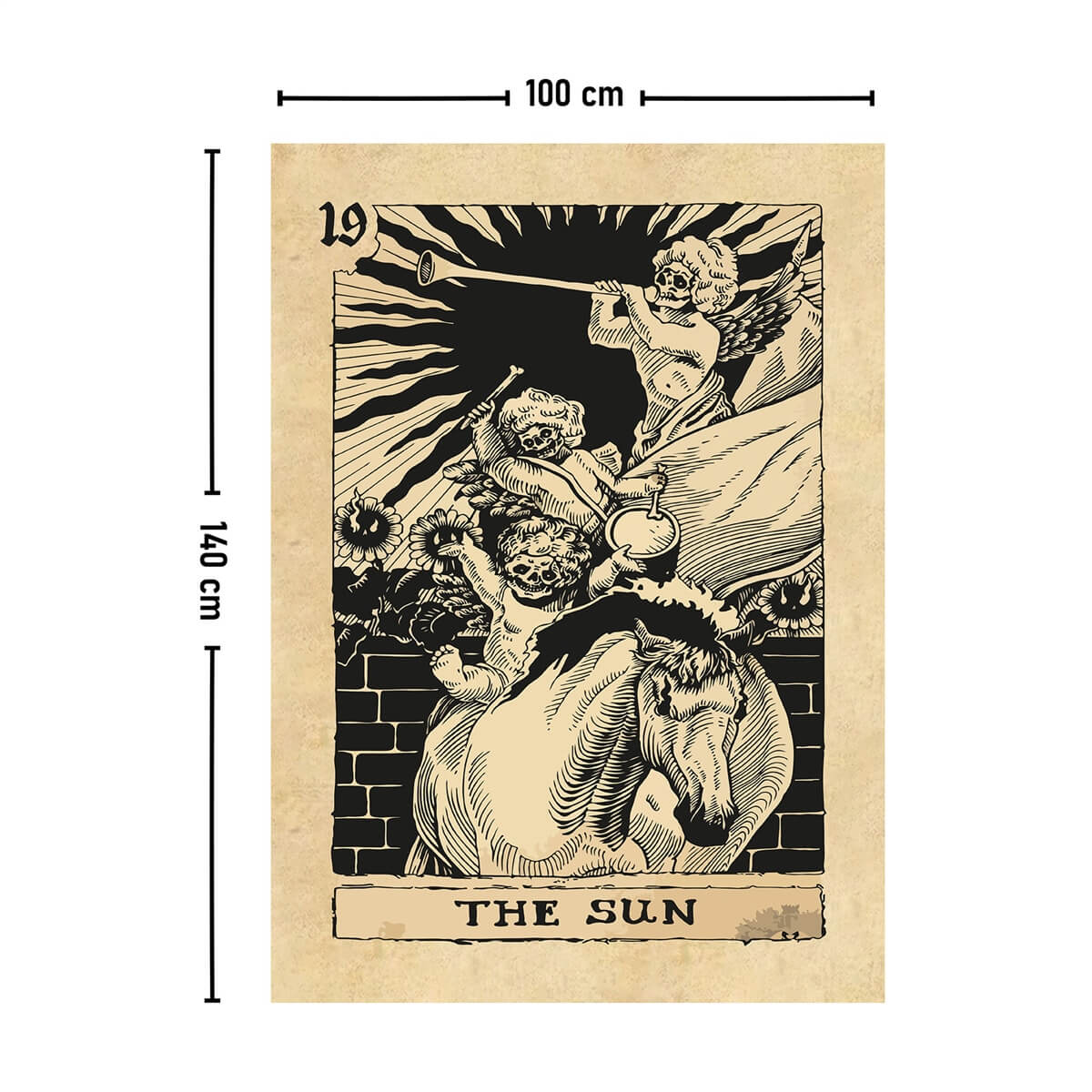 Vagonik Tarot Kartı The Sun Duvar Örtüsü Halısı 140x100 Cm-70x100 Cm
