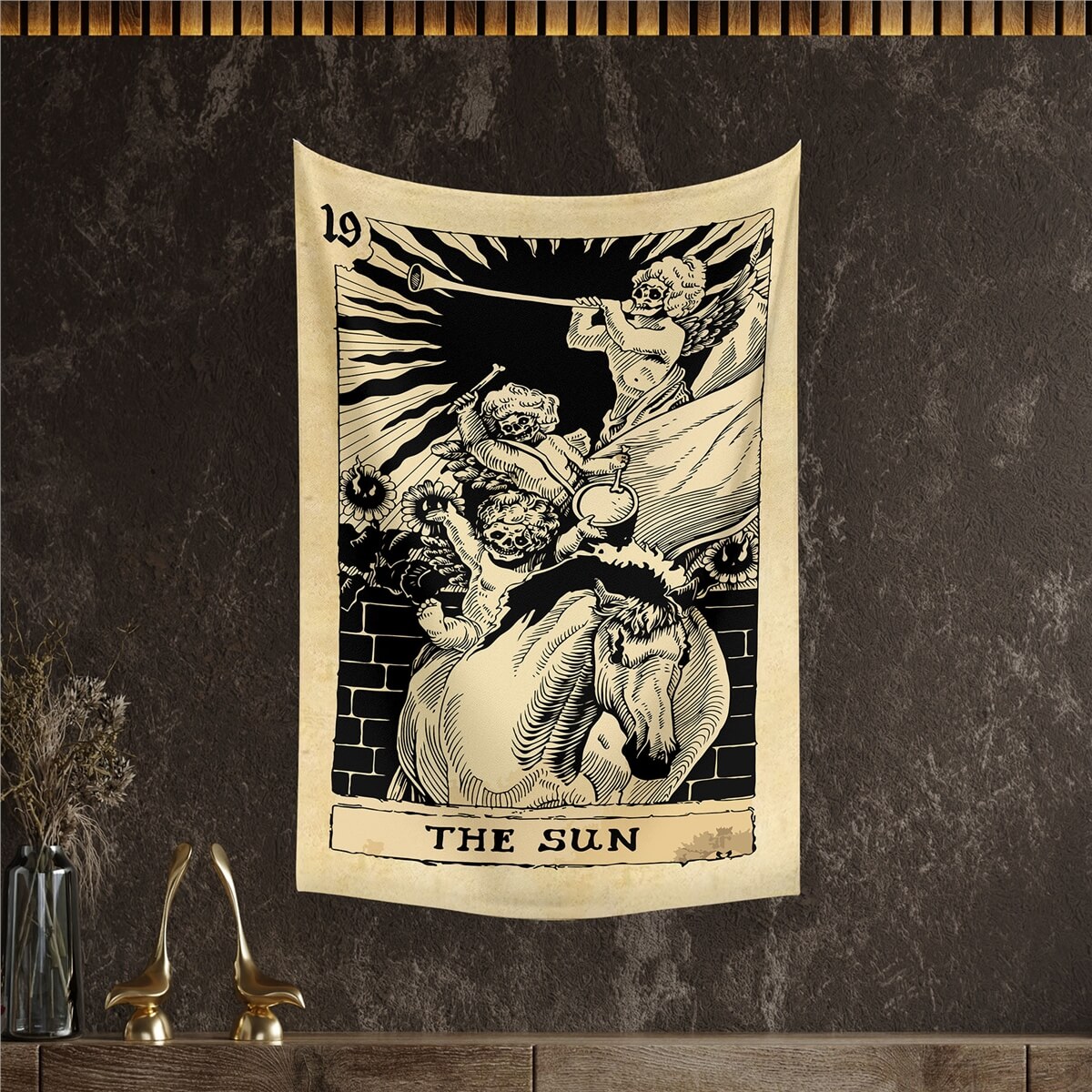 Vagonik Tarot Kartı The Sun Duvar Örtüsü Halısı 140x100 Cm-70x100 Cm
