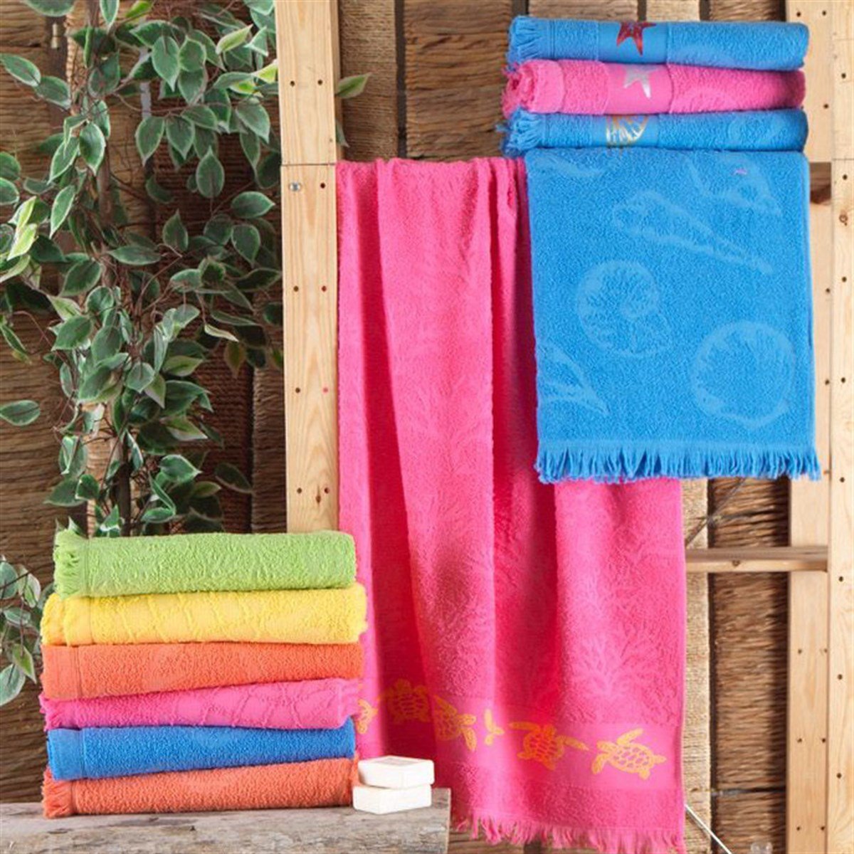 Vagonik Ultra Soft Jakarlı Desenli Plaj Havlusu 70 x 140 cm - Lila