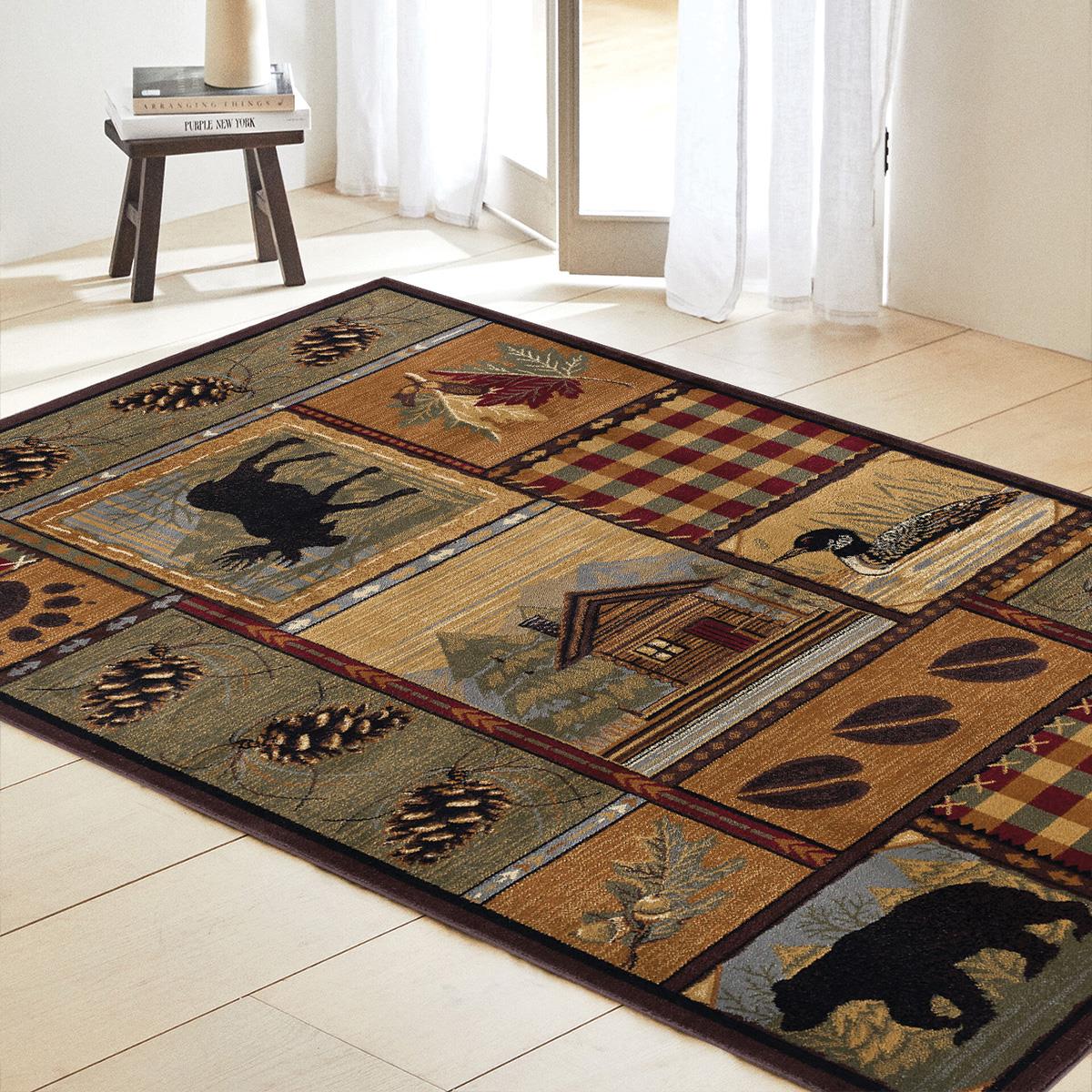 Vagonik Vahşi Doğa Desenli Dijital Baskılı Halı Kaydırmaz Tabanlı Yıkanabilir Halı