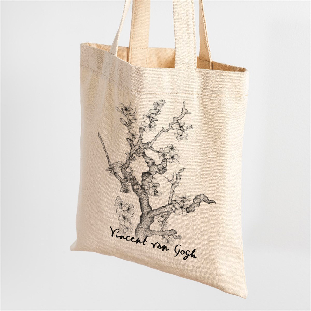 Vagonik Van Gogh Badem Ağacı Baskılı Ham Bez Kanvas Çanta 240 gr