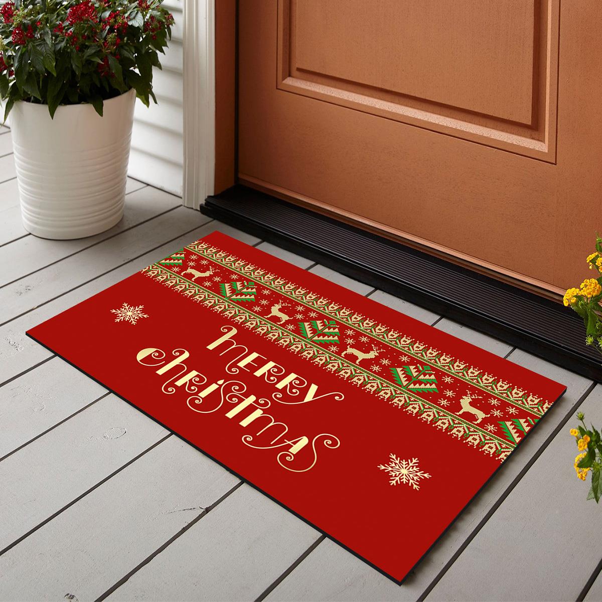 Vagonik Yılbaşı Merry Christmas Dijital Baskılı 50x70cm Dekoratif Çok Amaçlı Iç Ve Dış Kapı Paspası