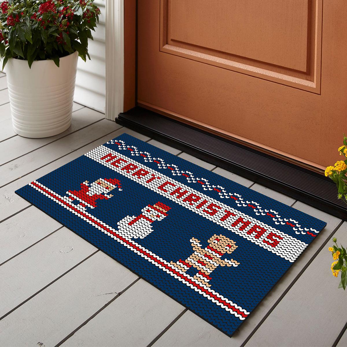 Vagonik Yılbaşı Merry Christmas Dijital Baskılı 50x70cm Dekoratif Çok Amaçlı Iç Ve Dış Kapı Paspası