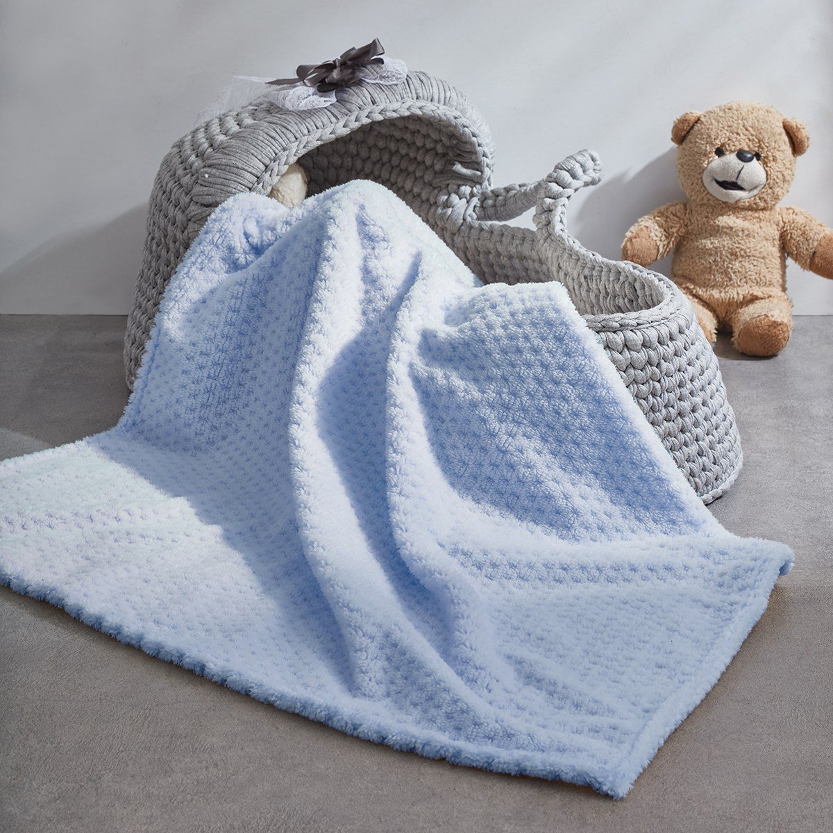 Vagonik Yummy Wellsoft Mavi Bebek Battaniyesi Örtüsü 80x80 cm