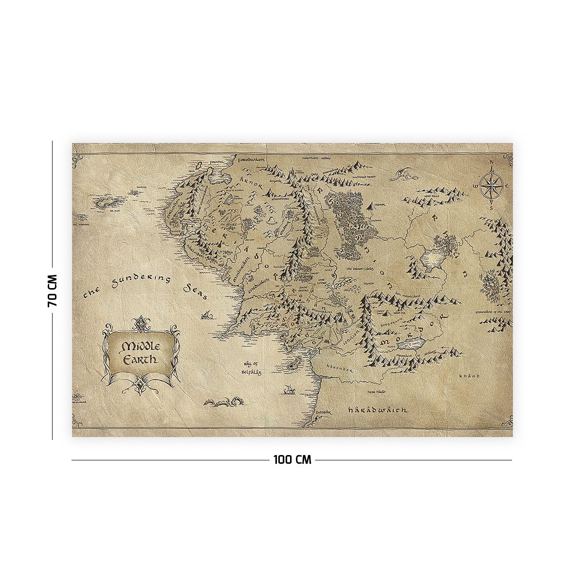 Vagonik Yüzüklerin Efendisi Orta Dünya Haritası Duvar Örtüsü Halısı 140 X 100 Cm-70x100 Cm