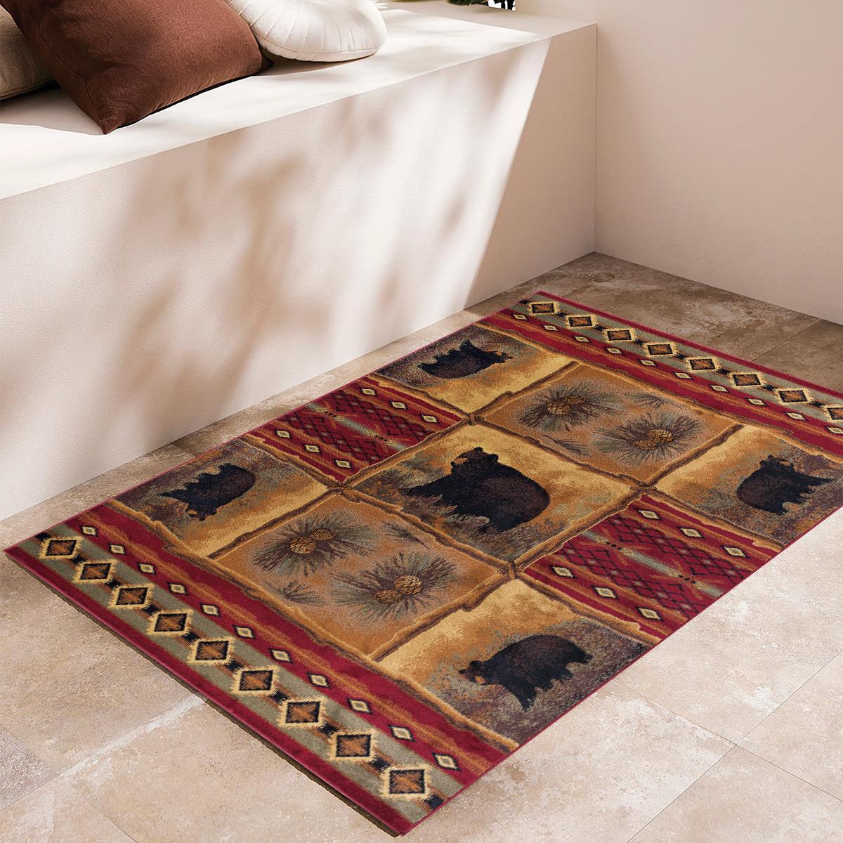 Vintage Vahşi Doğa Desenli Dijital Baskılı Halı Kaydırmaz Tabanlı Yıkanabilir Halı