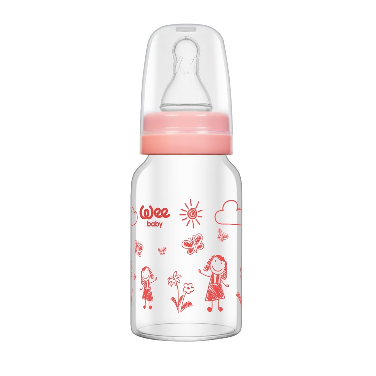 Wee Baby Klasik Cam Biberon 125 ml-Pembe