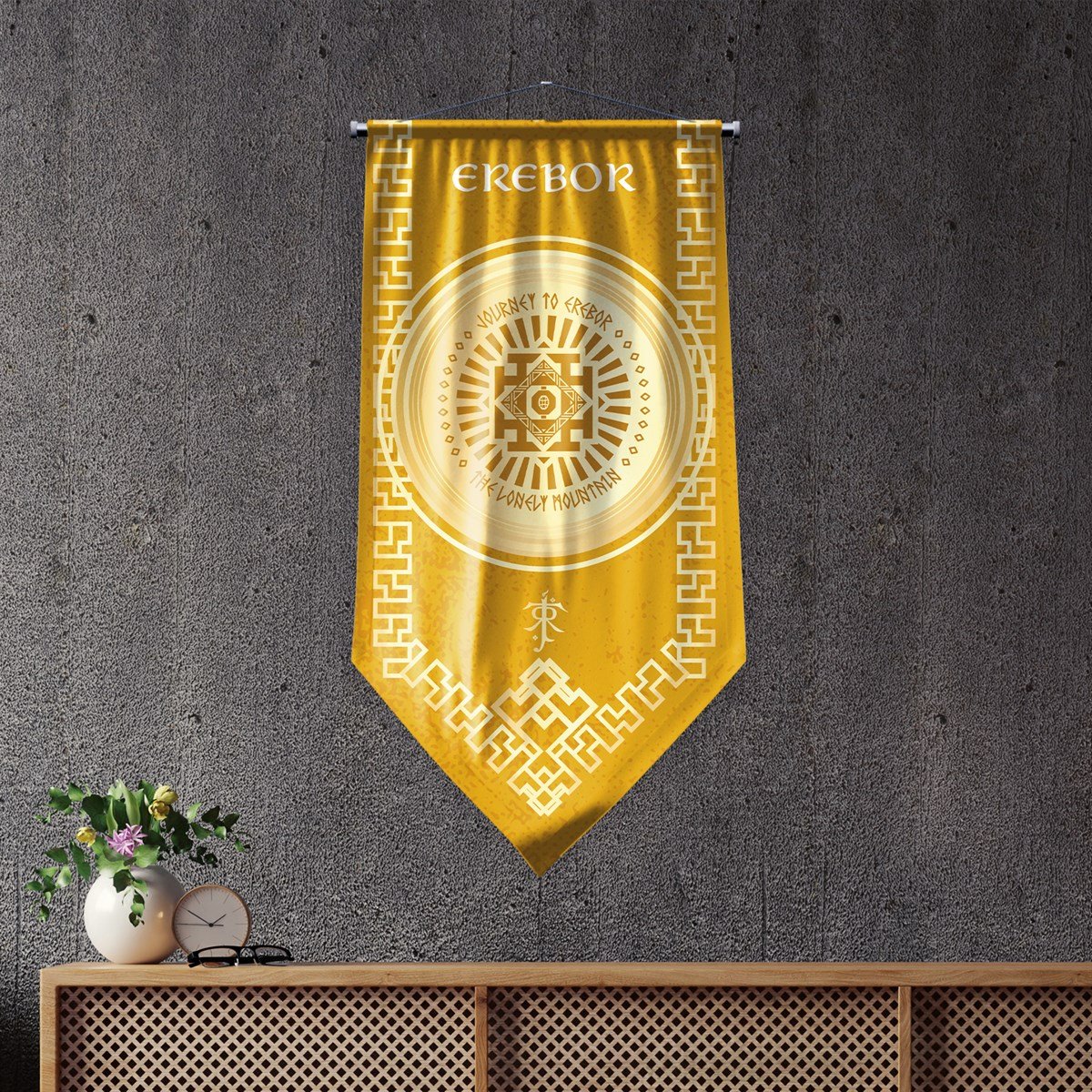 Yüzüklerin Efendisi Güç Yüzükleri Erebor Krallığı Flama Bayrak 50x100