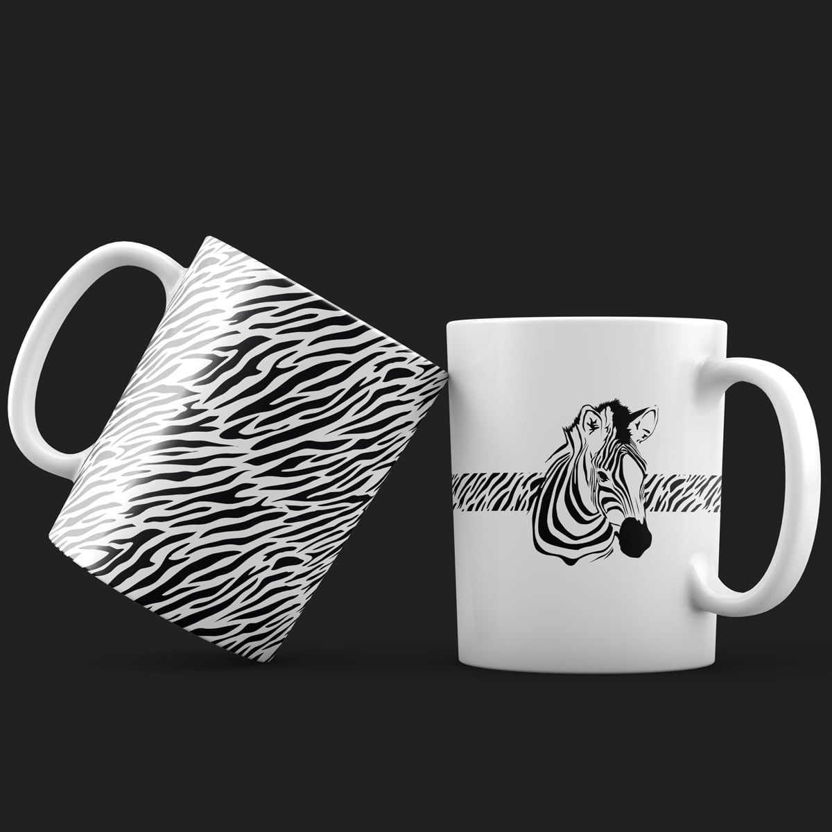 Zebra Desenli İkili Set Kupa