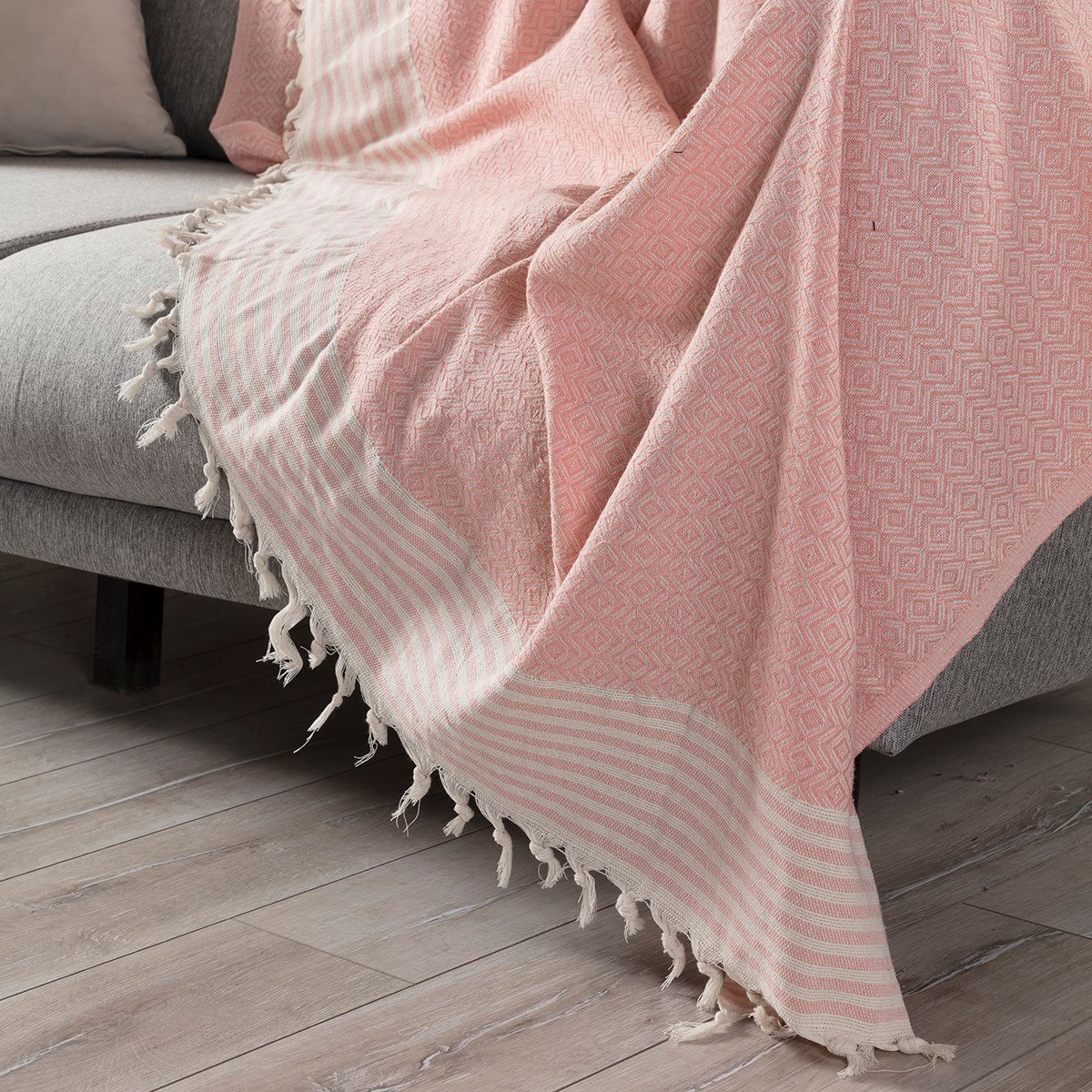 Zümrüt Çok Amaçlı Sık Dokuma Pembe Koltuk Örtüsü 180x230 cm