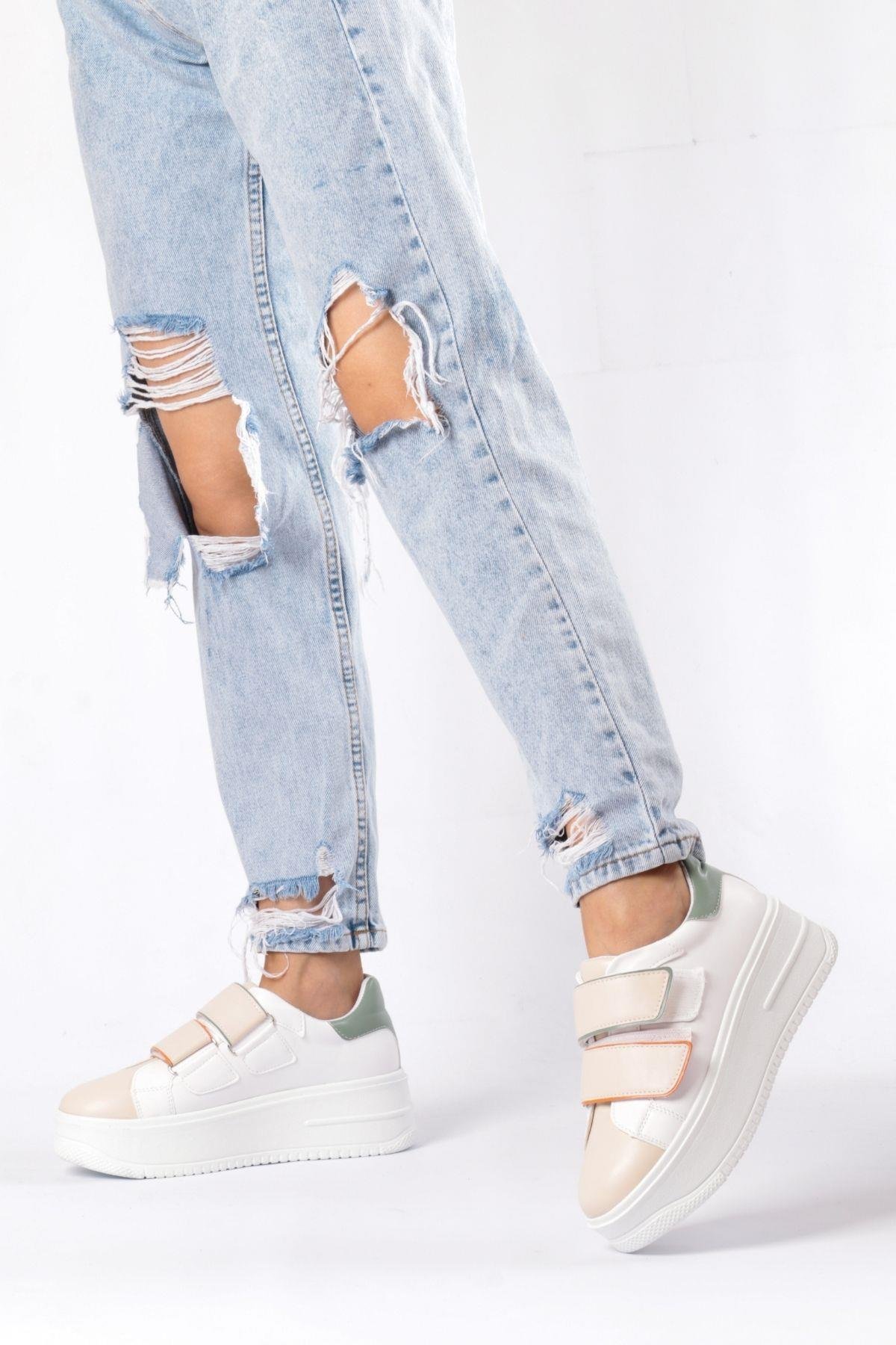  YEŞİL&BEYAZ PLATFORM SNEAKER